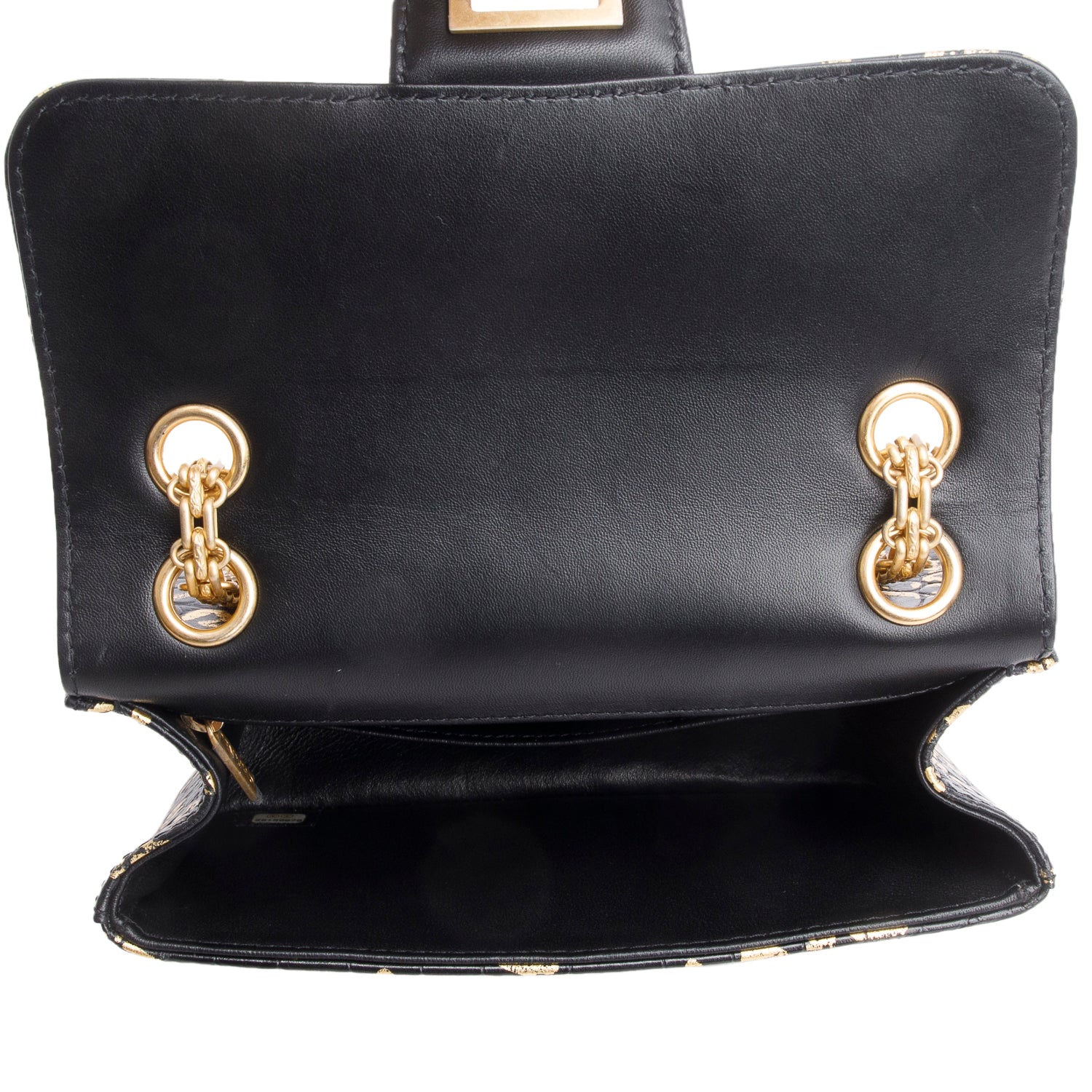 Chanel Black Calfskin Croc Embossed Grafitti 2.55 Mini Reissue Flap Bag w/ Box & Authenticity Card