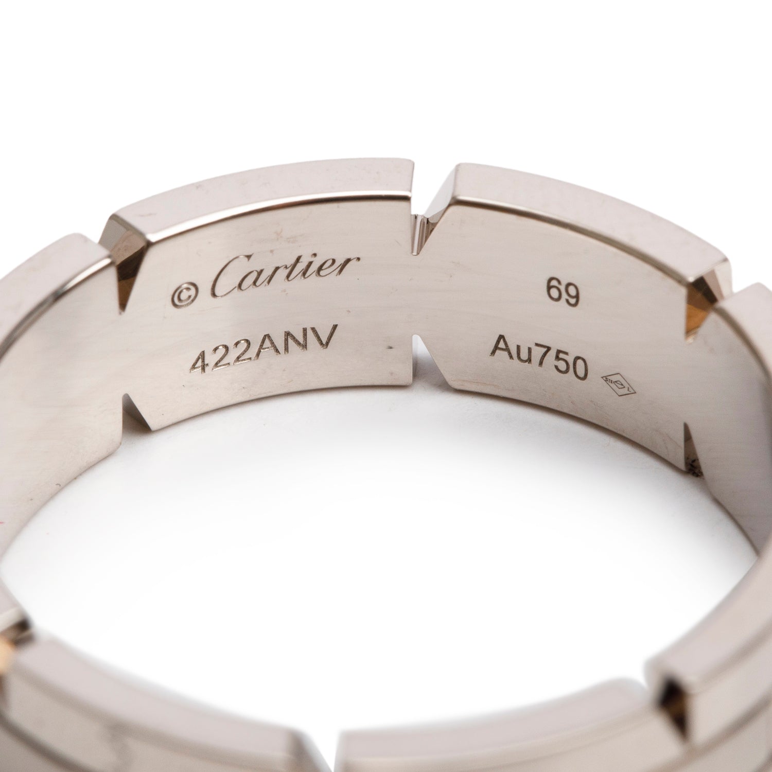 Cartier 18k White Gold Tank Francaise Ring, Size 69 12.75