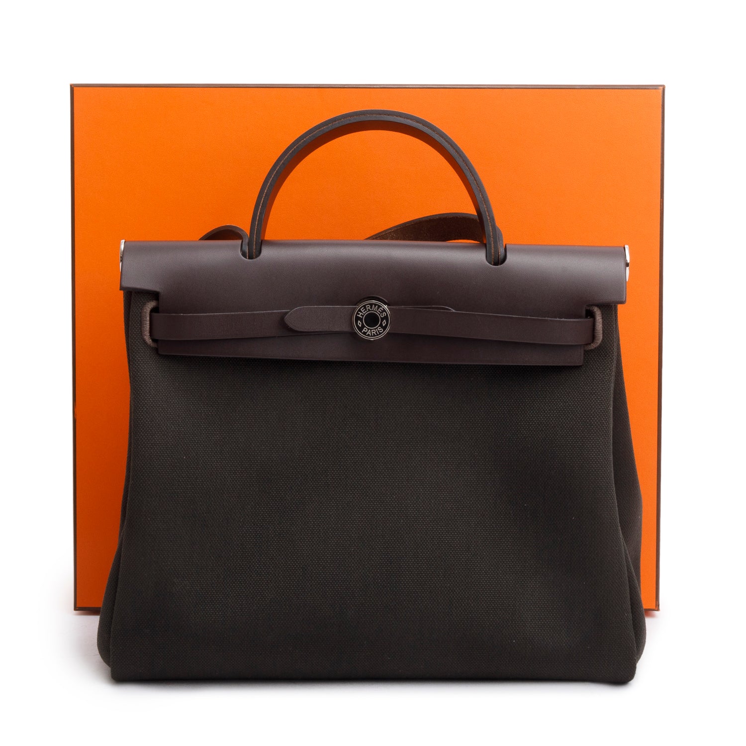 Hermes 2024 Dark Bronze/Ebene Toile Militaire Vache Hunter Herbag Zip 31 w/ Box & Receipt