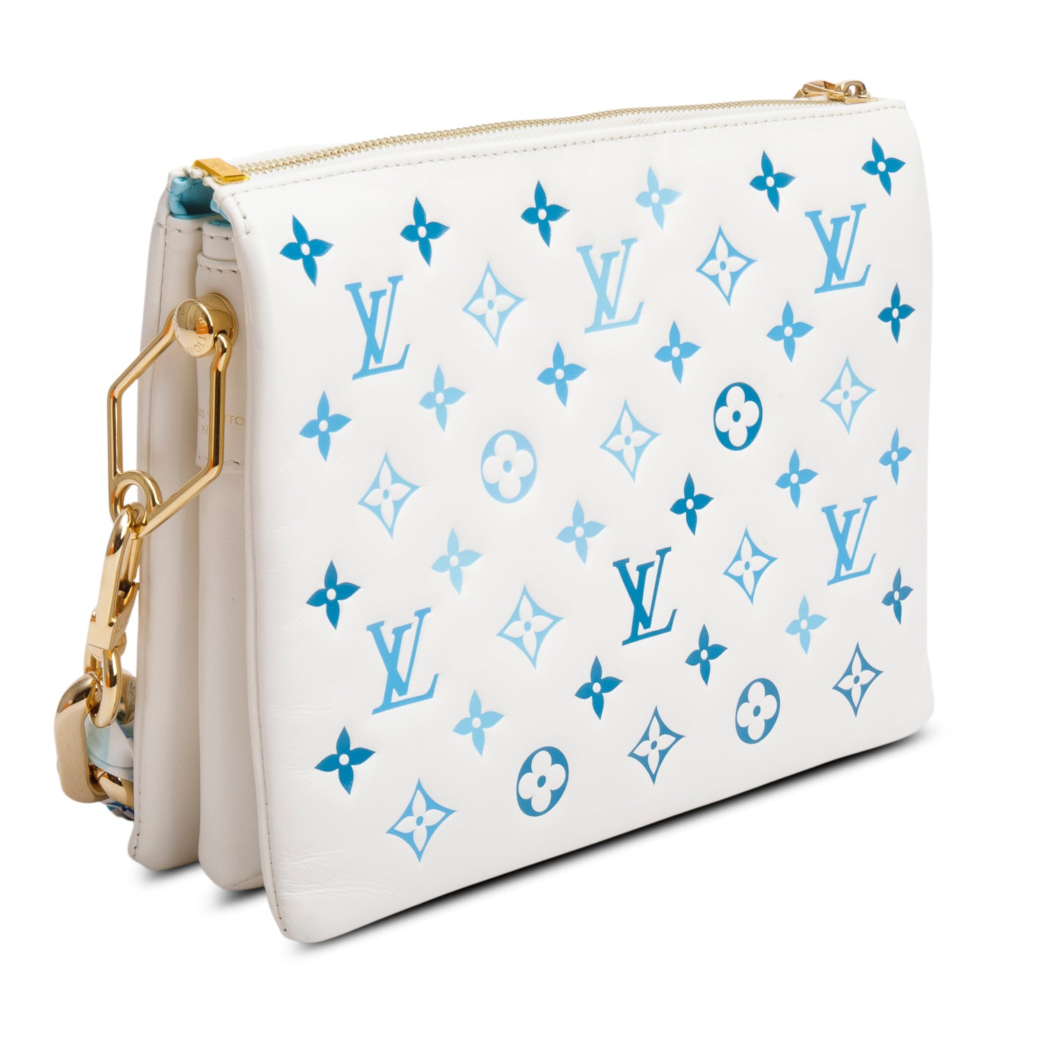 Louis Vuitton 2024 White Lambskin Embossed Monogram By The Pool Coussin PM w/ Box, Scarf & Receipt