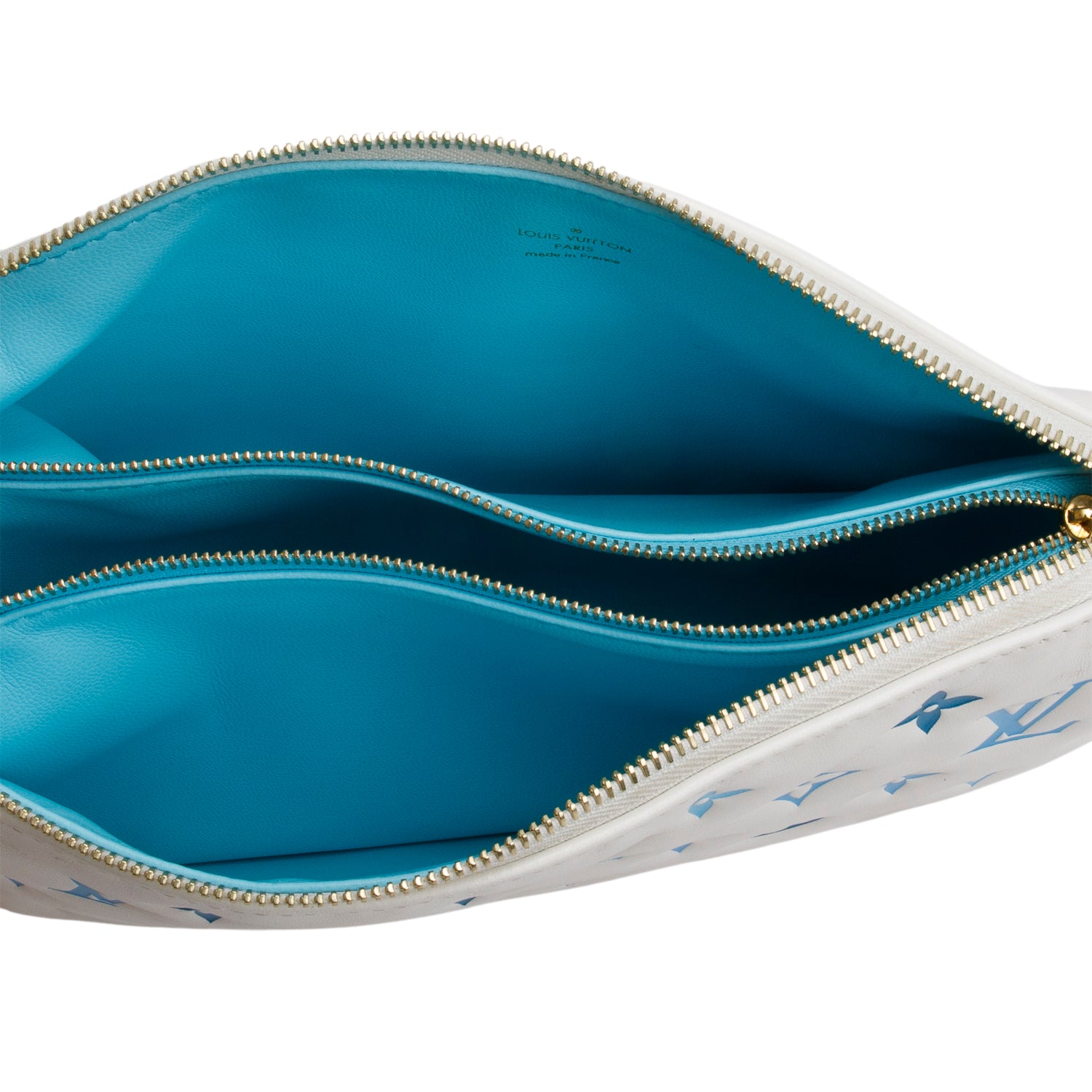 Louis Vuitton 2024 White Lambskin Embossed Monogram By The Pool Coussin PM w/ Box, Scarf & Receipt