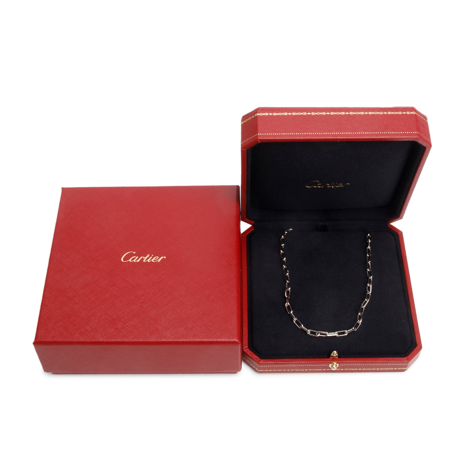 Cartier 18k White Gold Santos de Cartier Chain Necklace, Small Model w/ Box