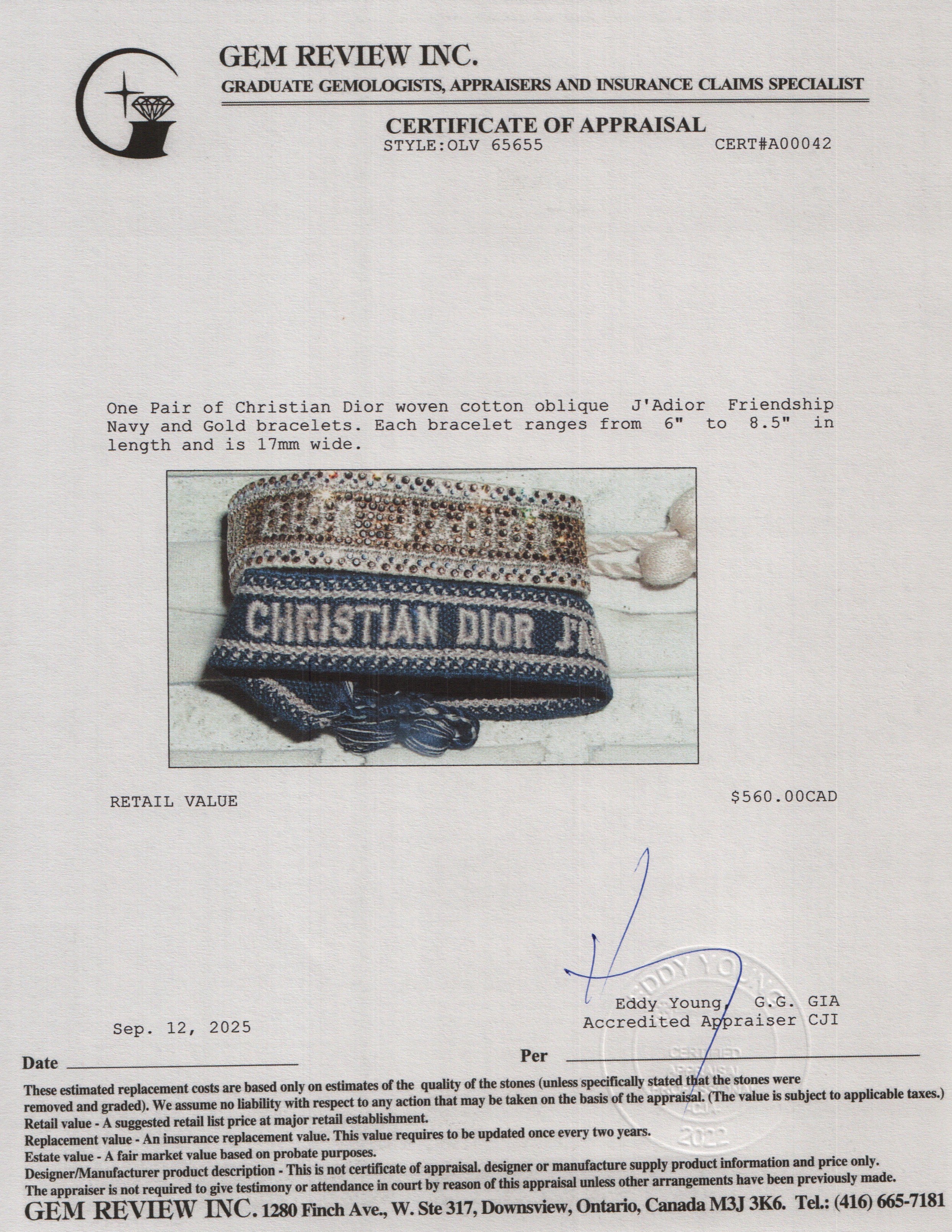 Christian Dior Woven Cotton Oblique J'Adior Friendship Bracelet Set w/ Box