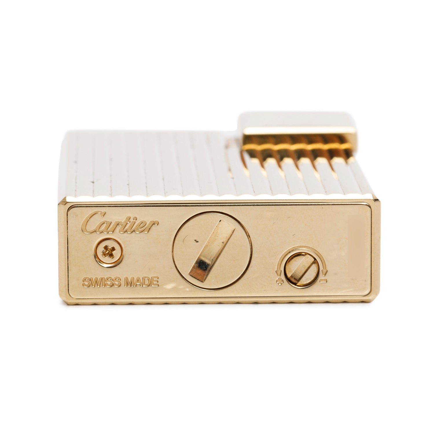 Cartier Gold-Plated Godron Decor Square Lighter w/ Box