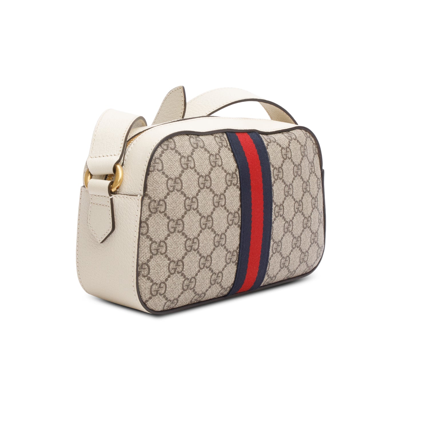 Gucci GG Supreme Monogram Textured Calfskin Web Small Ophidia Camera Bag w/ Box