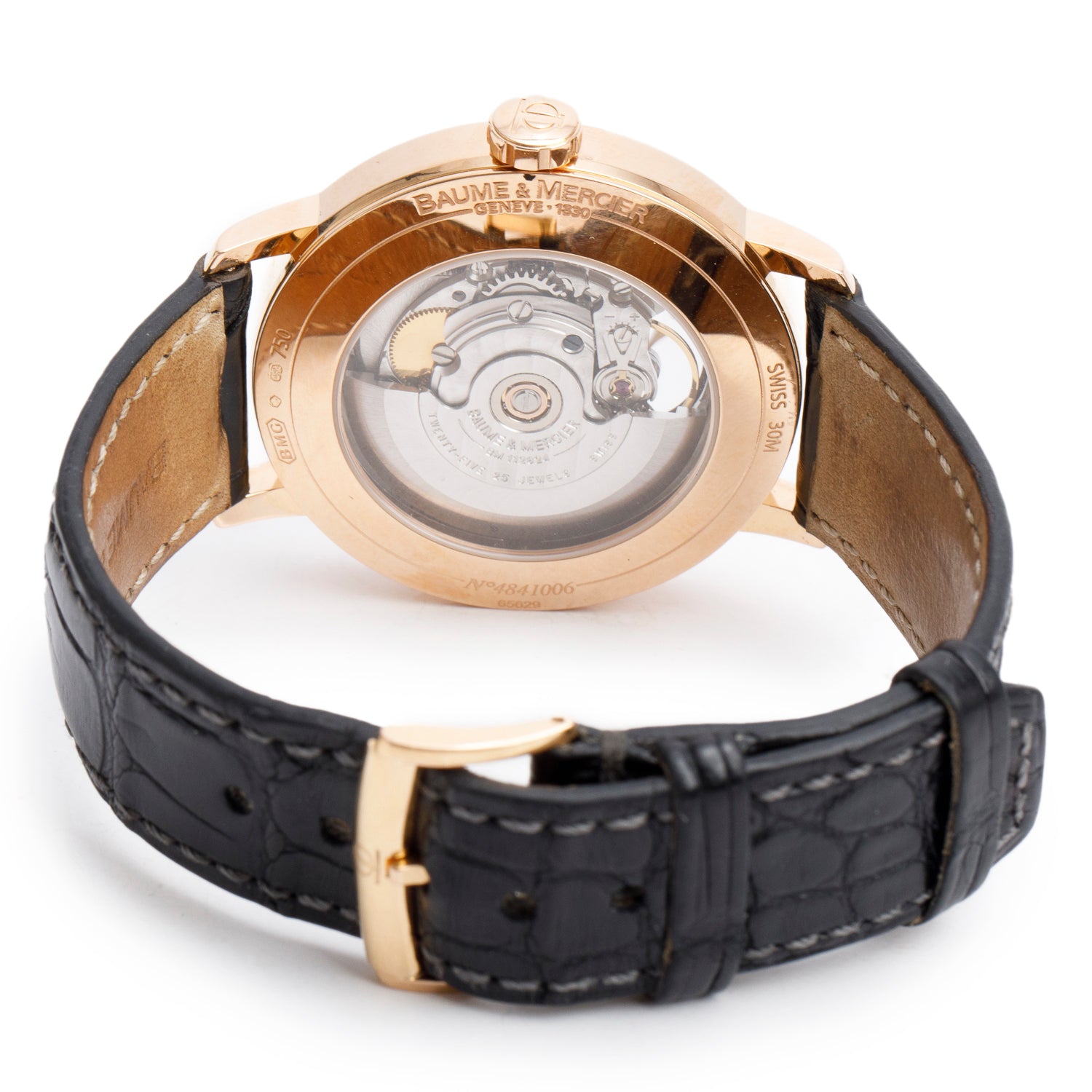 Baume & Mercier 18k Rose Gold Classima Executive 38 MM Automatic Watch Black Dial 65629