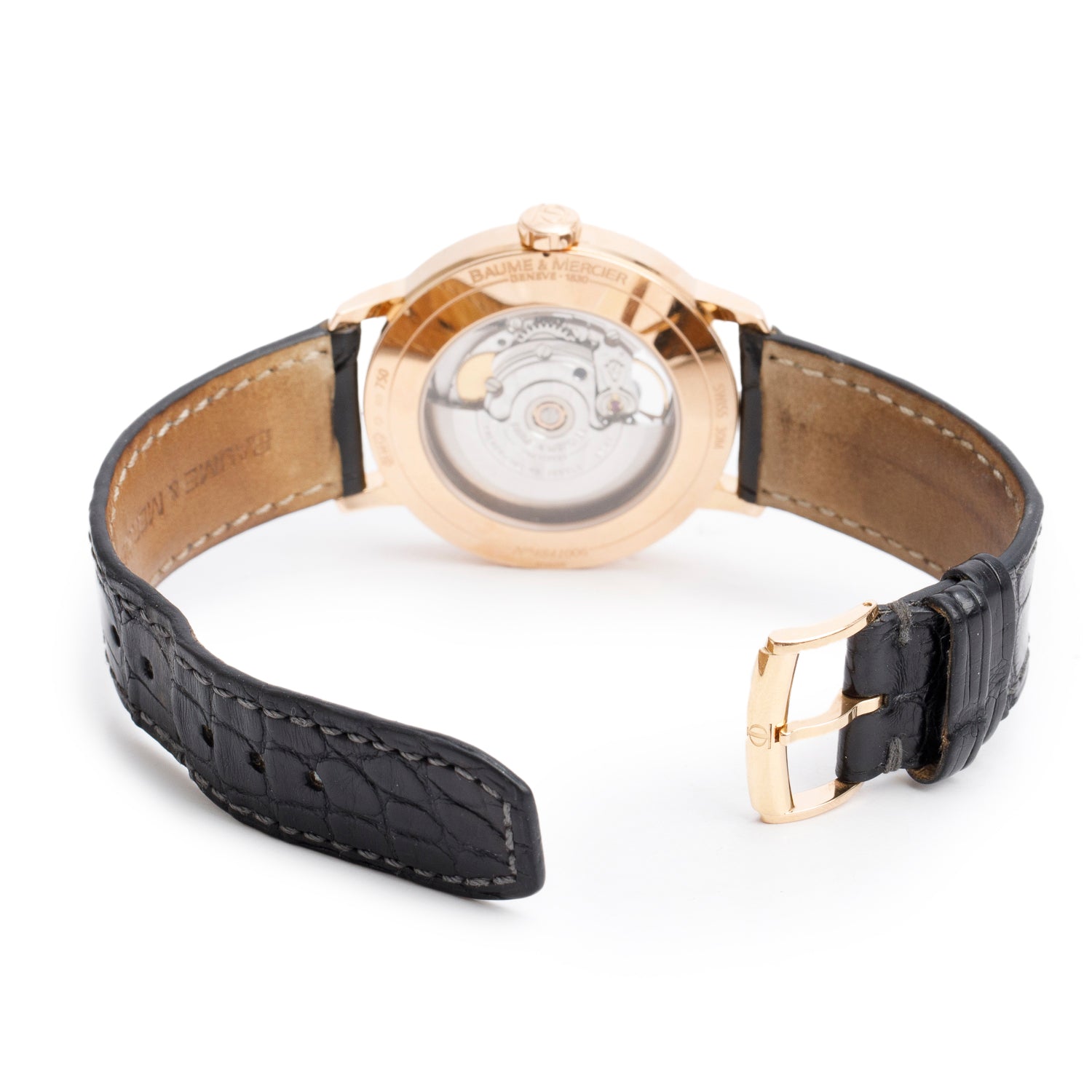 Baume & Mercier 18k Rose Gold Classima Executive 38 MM Automatic Watch Black Dial 65629