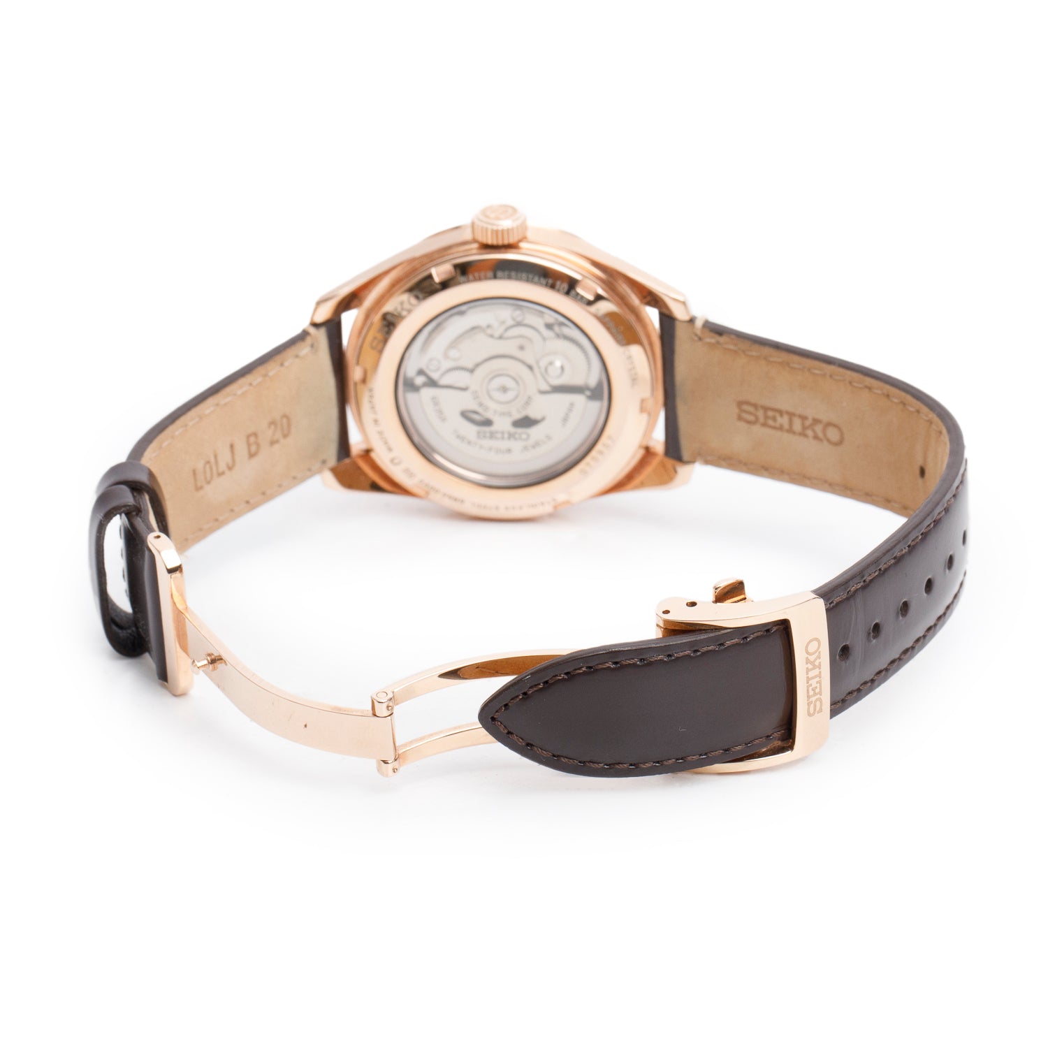 Seiko 2024 Rose Gold Plated Stainless Steel Presage Sharp Edged Series 39.3 MM Automatic Watch Brown Dial SPB170 w/ Box & Papers