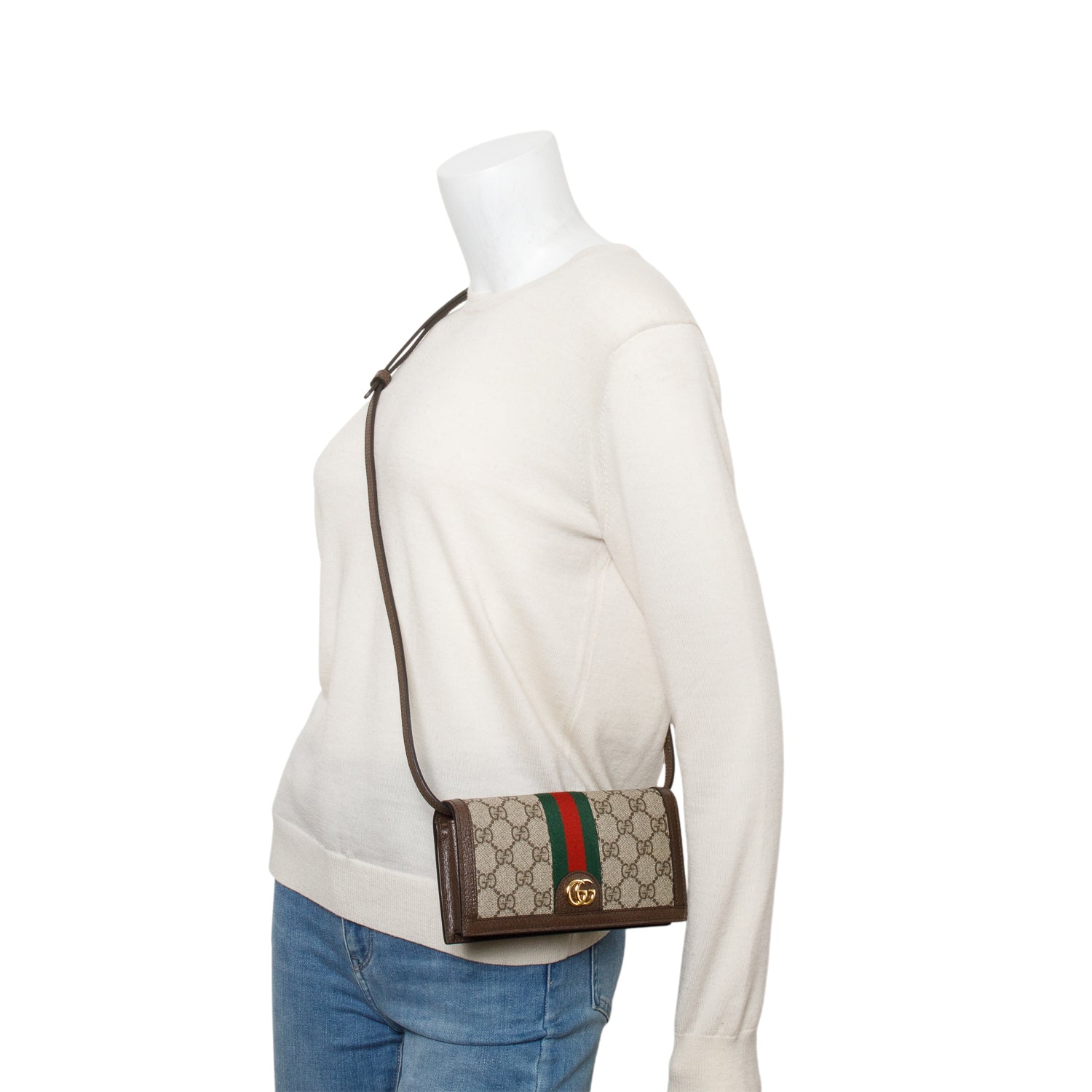 Gucci GG Supreme Monogram Web Ophidia Wallet on Chain w/ Box & Strap
