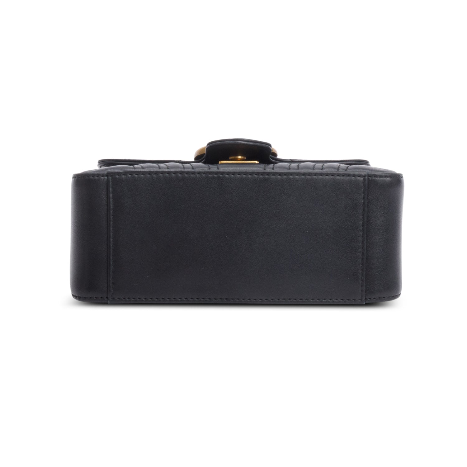 Gucci Black Calfskin Matelasse Mini GG Marmont Top Handle Shoulder Bag w/ Box & Strap