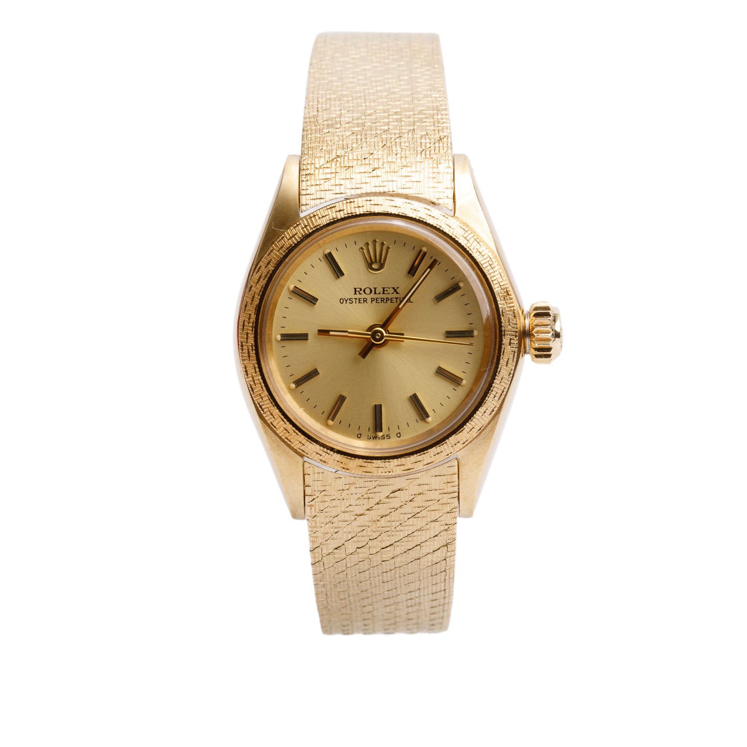 Rolex Vintage 18k Yellow Gold Oyster Perpetual 26 MM Watch Gold Dial 6719