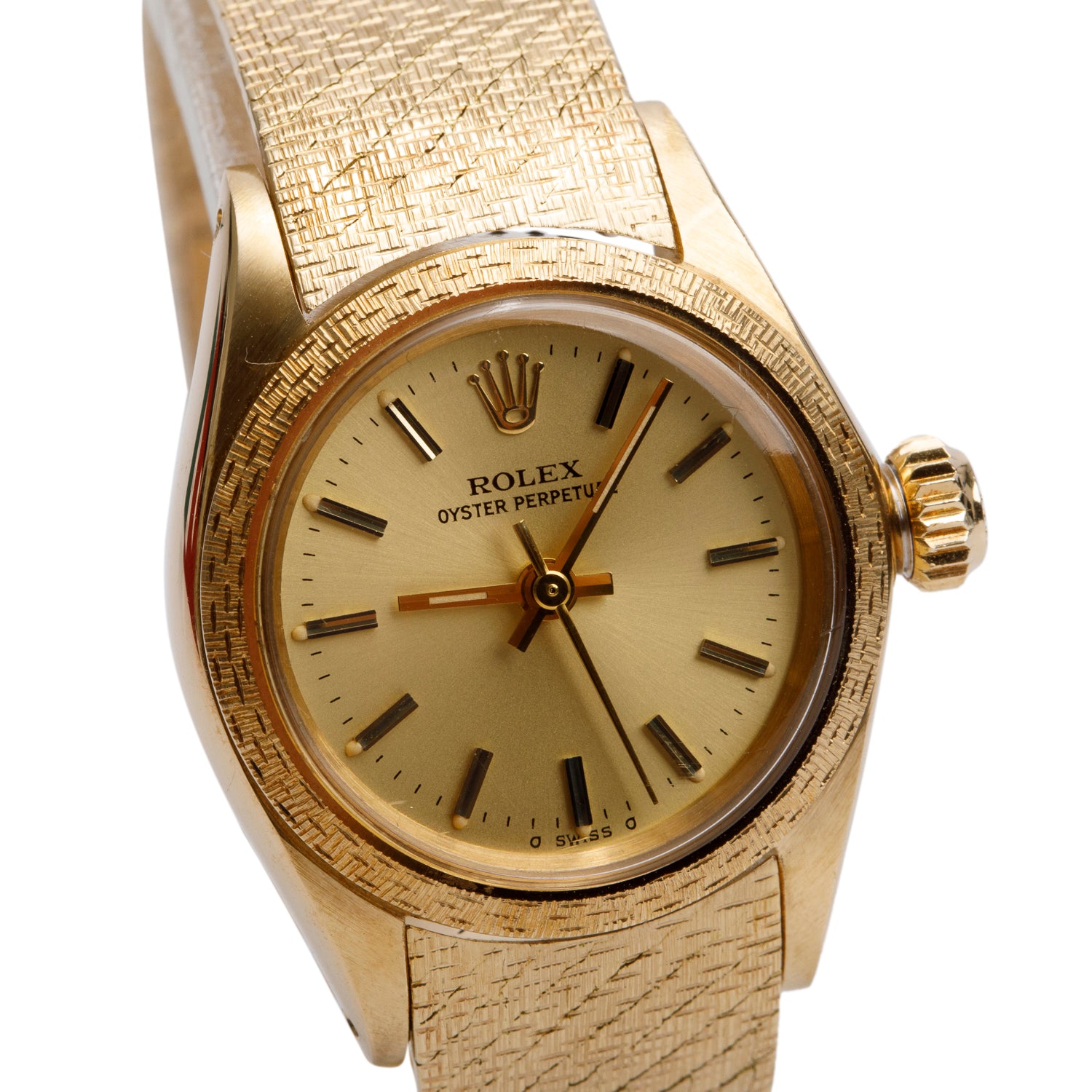 Rolex Vintage 18k Yellow Gold Oyster Perpetual 26 MM Watch Gold Dial 6719