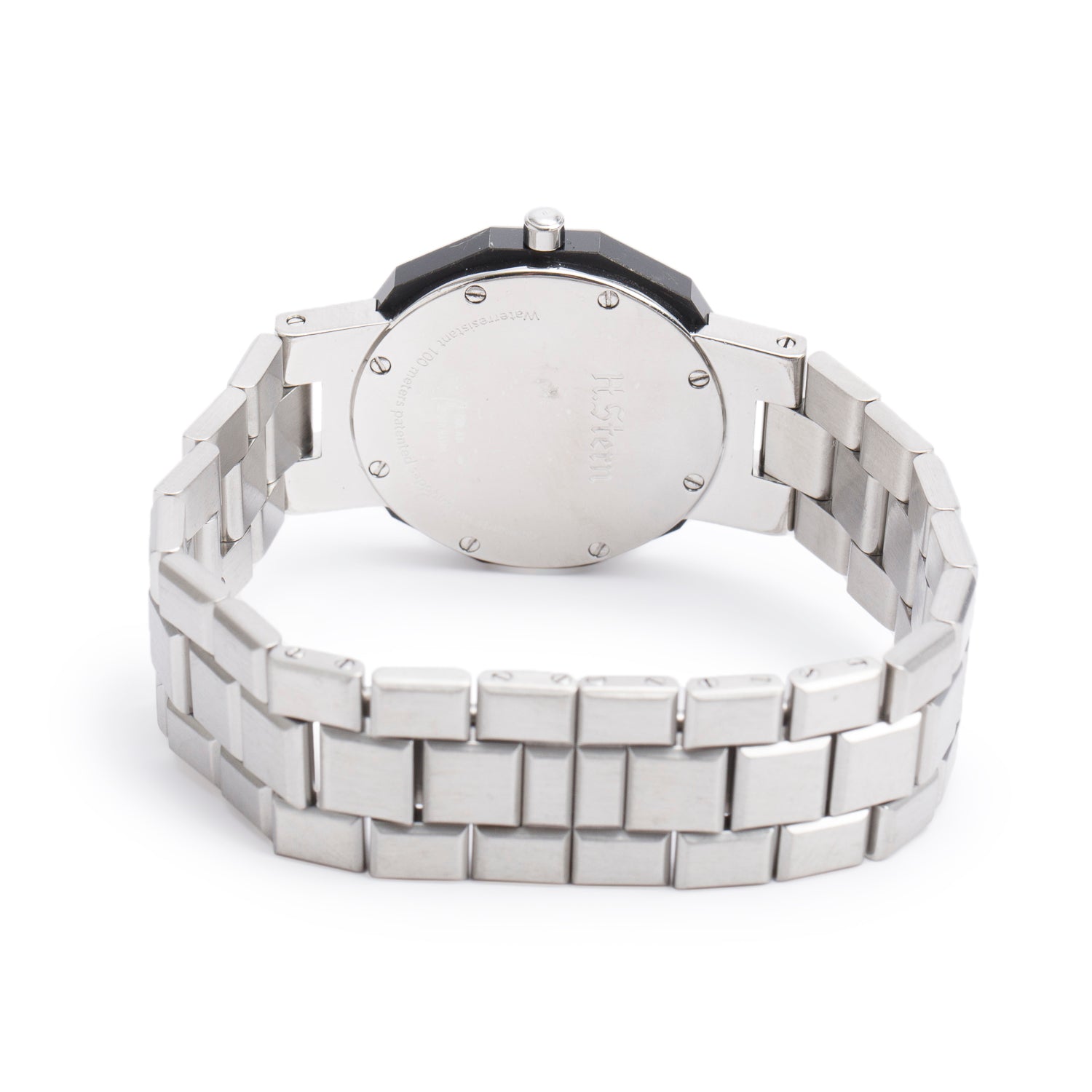 H.Stern Stainless Steel Sapphire Collection 34 MM Quartz Watch Black Diamond Dial