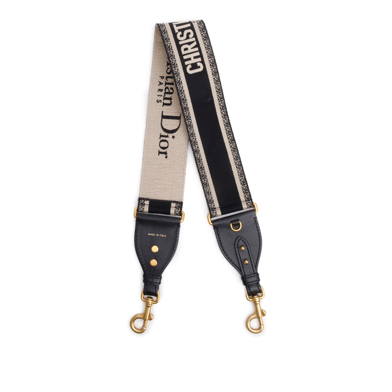 Christian Dior Navy/Beige Embroidered Woven Shoulder Strap w/ Box