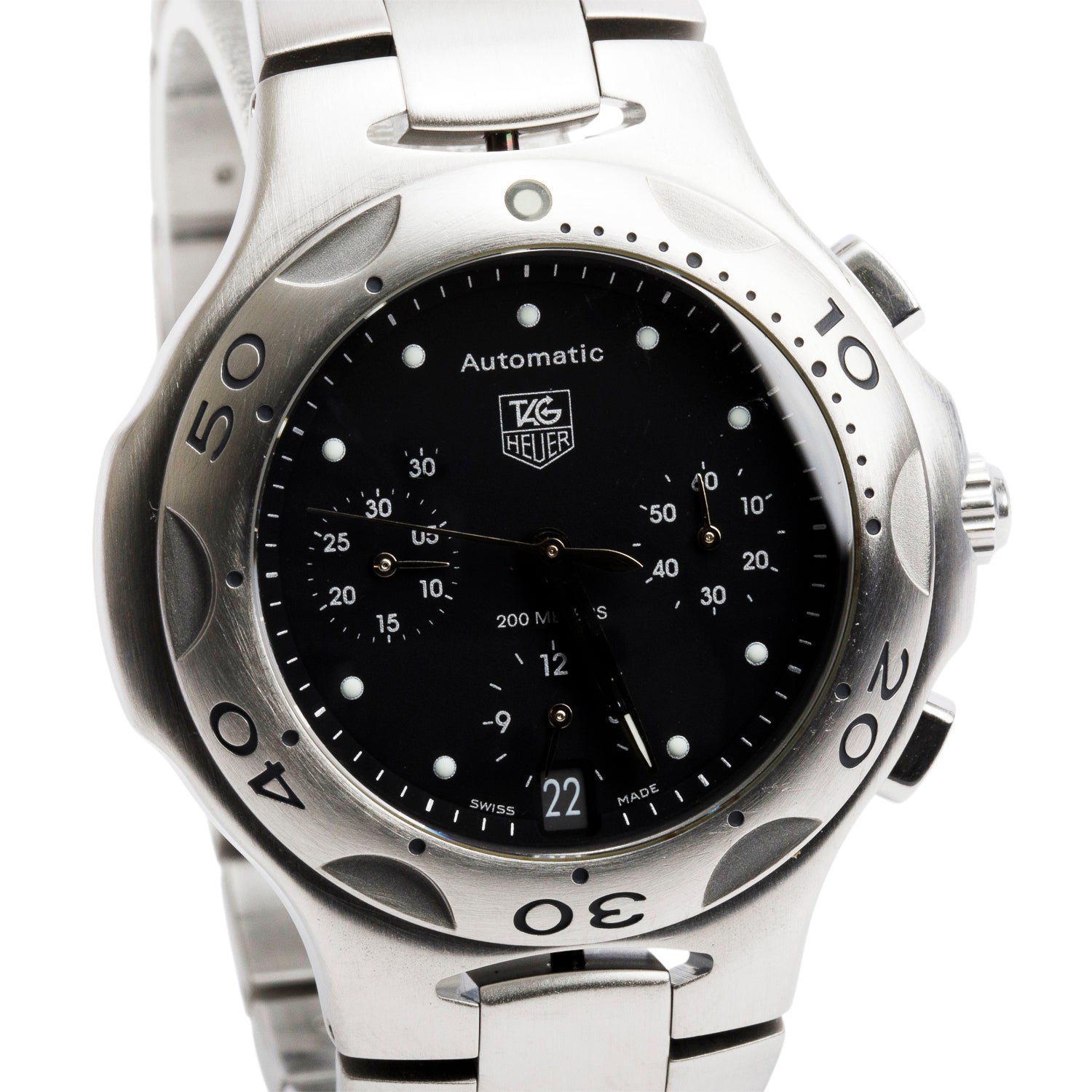 Tag Heuer Stainless Steel Kirium 38 MM Automatic Chronograph Watch Black Dial CL2110 w/ Box