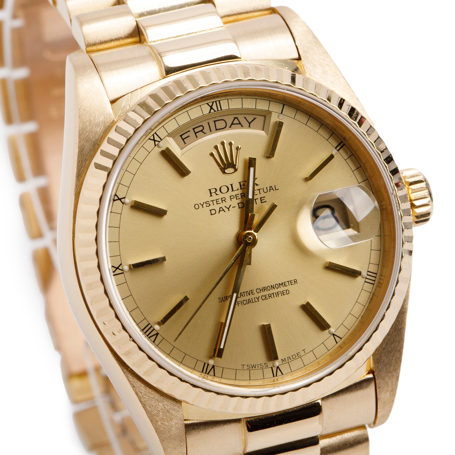 Rolex 18k Yellow Gold Day Date 36 MM President Watch Champagne Dial 18038