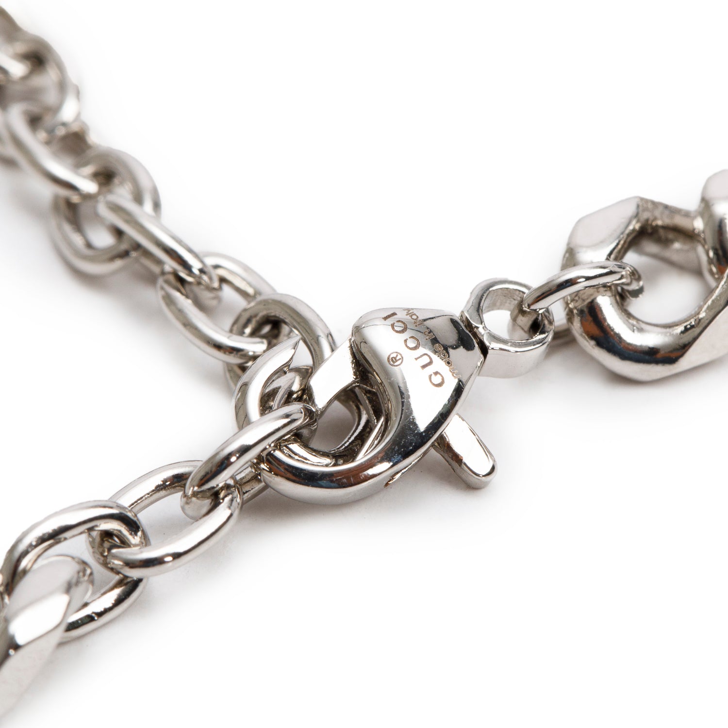 Gucci Silver-Tone Metal Chain with Gucci Script