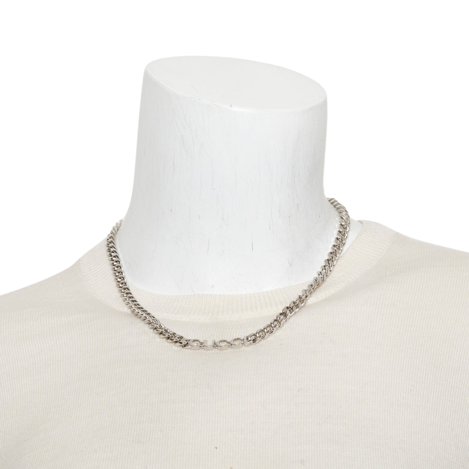 Gucci Silver-Tone Metal Chain with Gucci Script