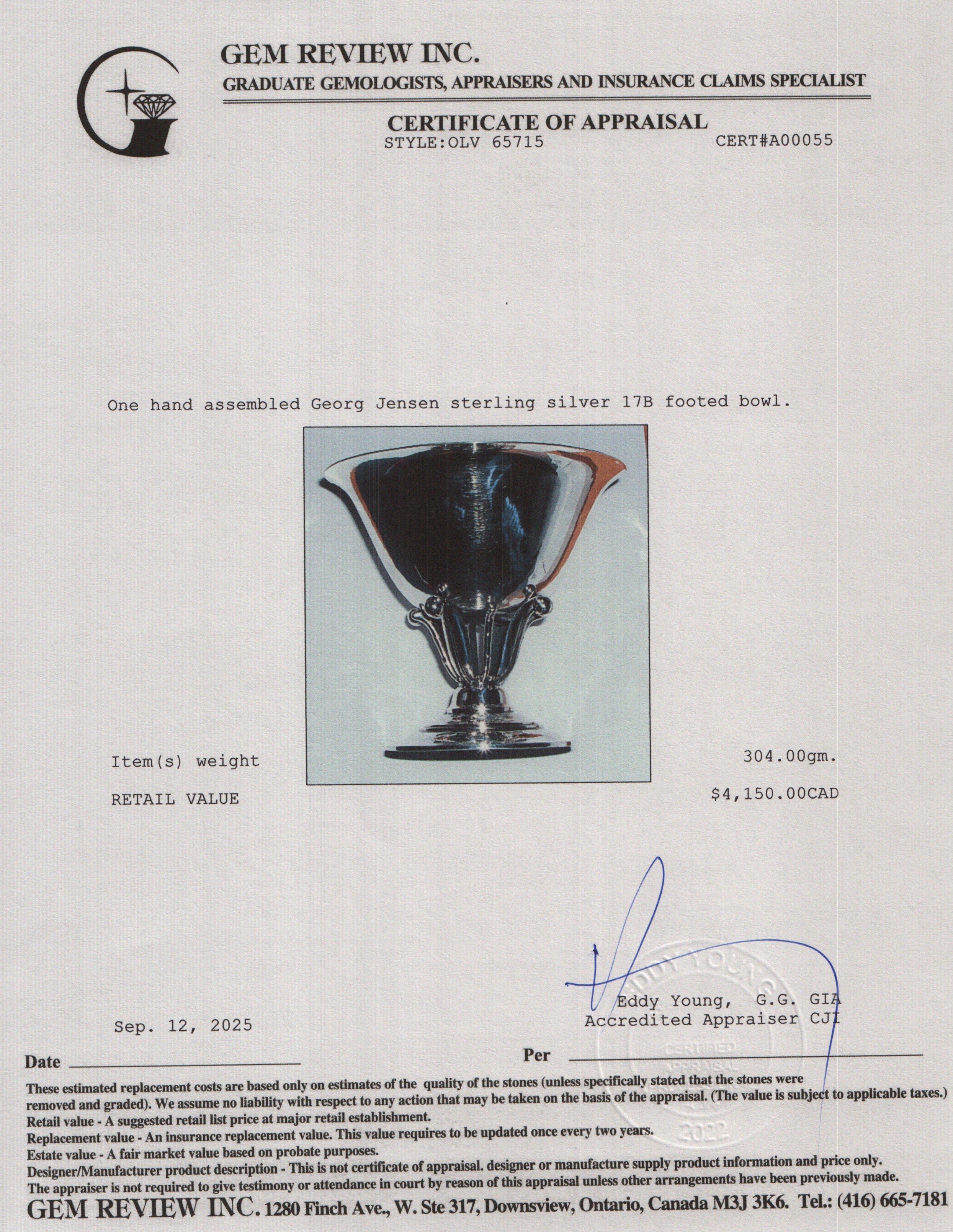 Georg Jensen Sterling Silver 17B Footed Bowl