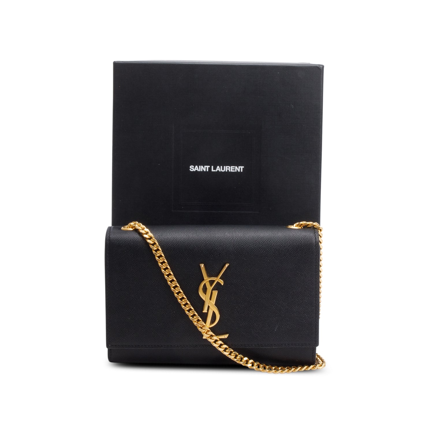 Saint Laurent 2020 Black Grain De Poudre Small Monogram Kate Satchel w/ Box