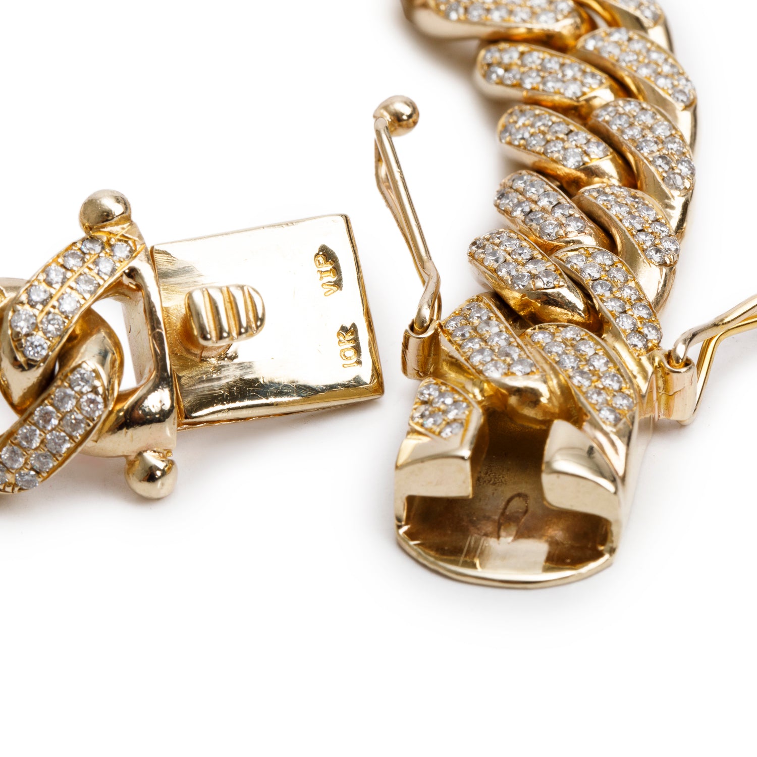 10k Yellow Gold Pave Diamond Cuban Link Bracelet