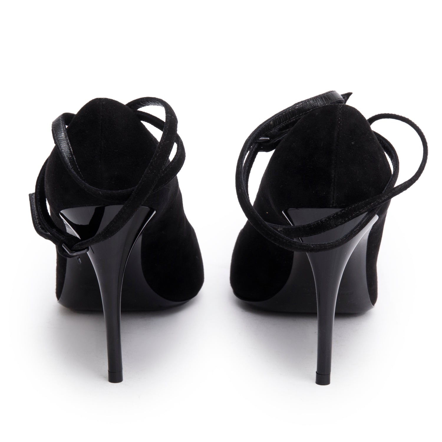 Saint Laurent Black Suede Lexi Ankle Strap Pumps, Size 39 w/ Box