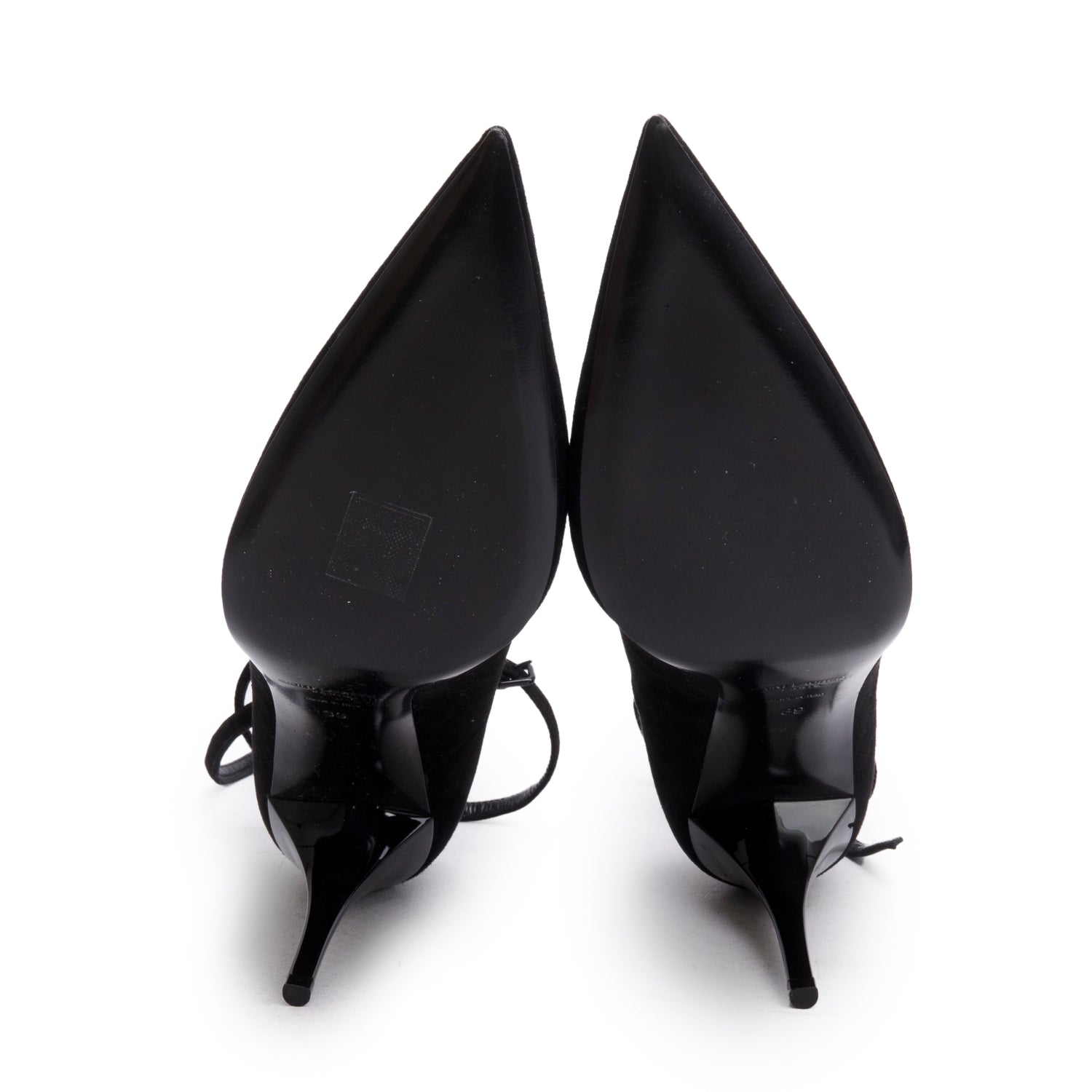 Saint Laurent Black Suede Lexi Ankle Strap Pumps, Size 39 w/ Box