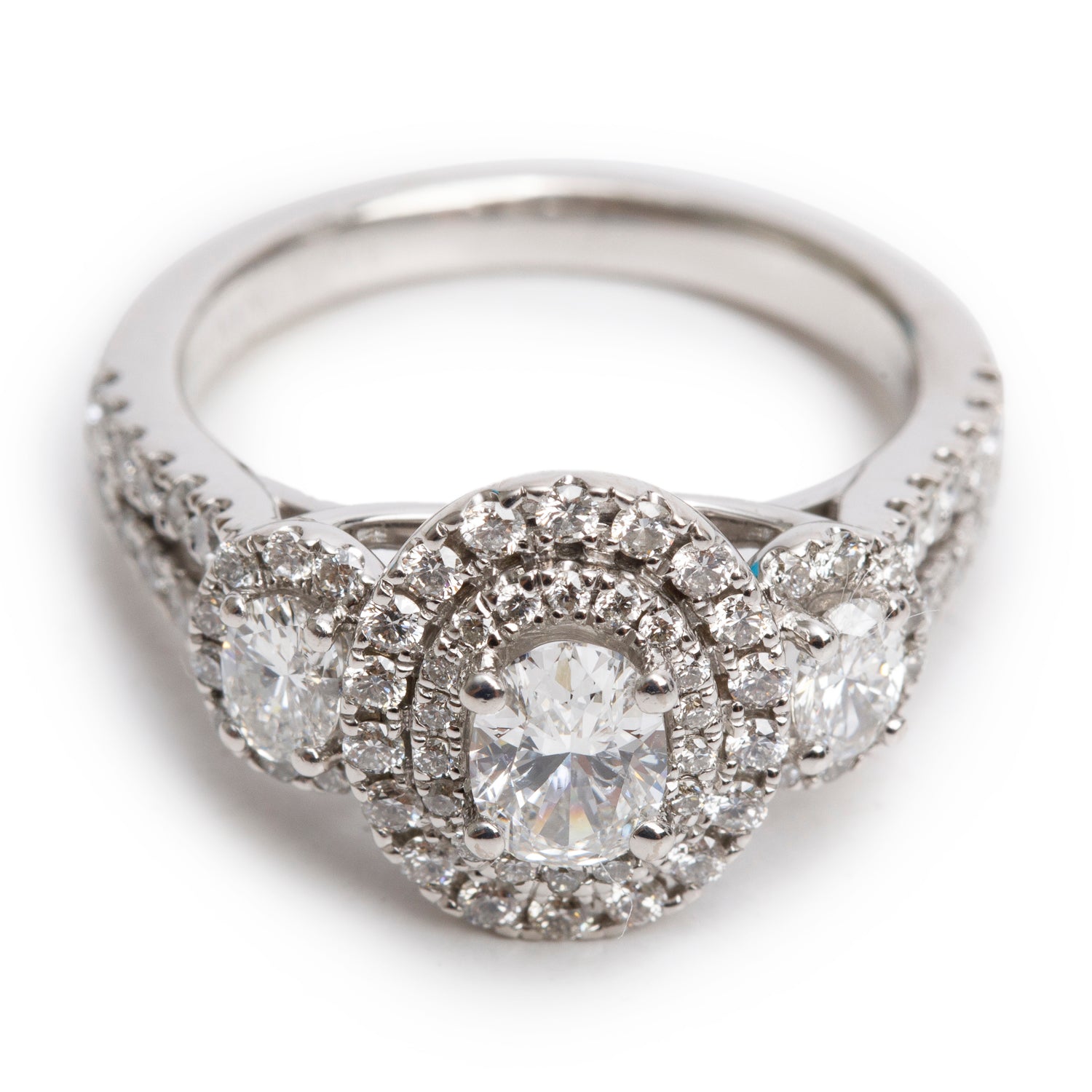 Vera Wang 14k White Gold Love Oval Cut Diamond Engagement Ring, Size 6.5