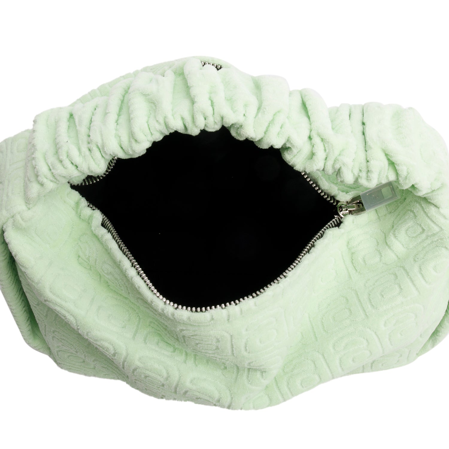 Alexander Wang Green Velour Small Jacquard Scrunchie Bag