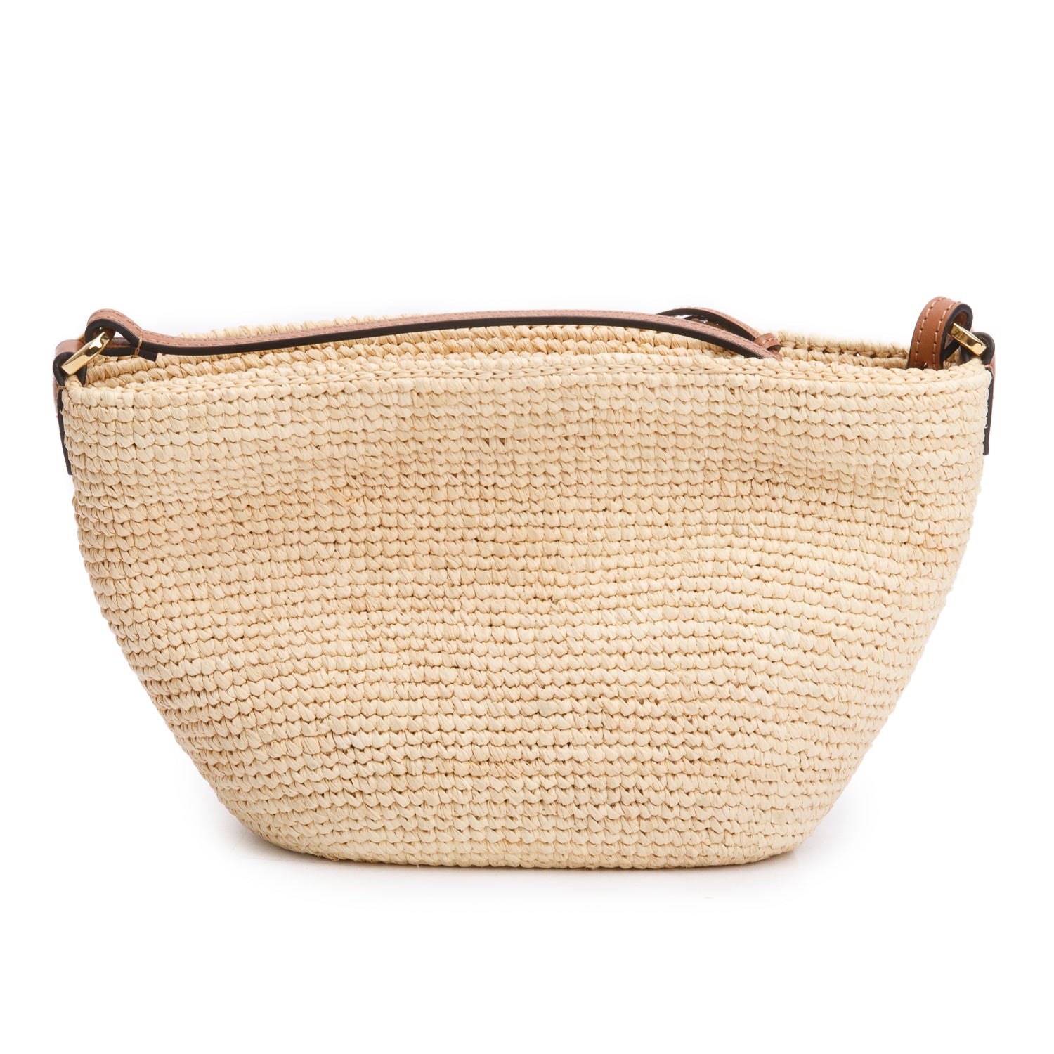 Loewe Neutral Raffia and Calfskin Slit Pochette Bag