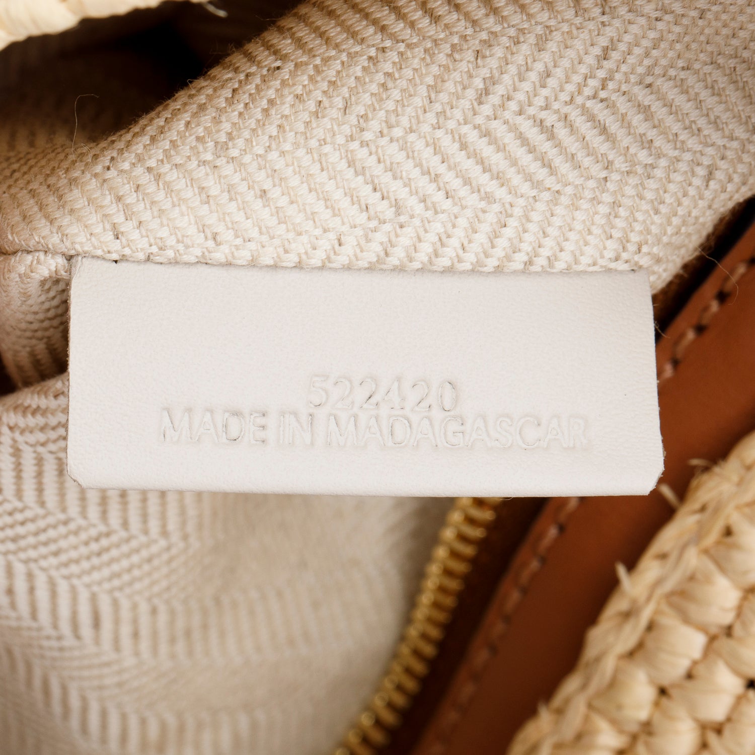 Loewe Neutral Raffia and Calfskin Slit Pochette Bag