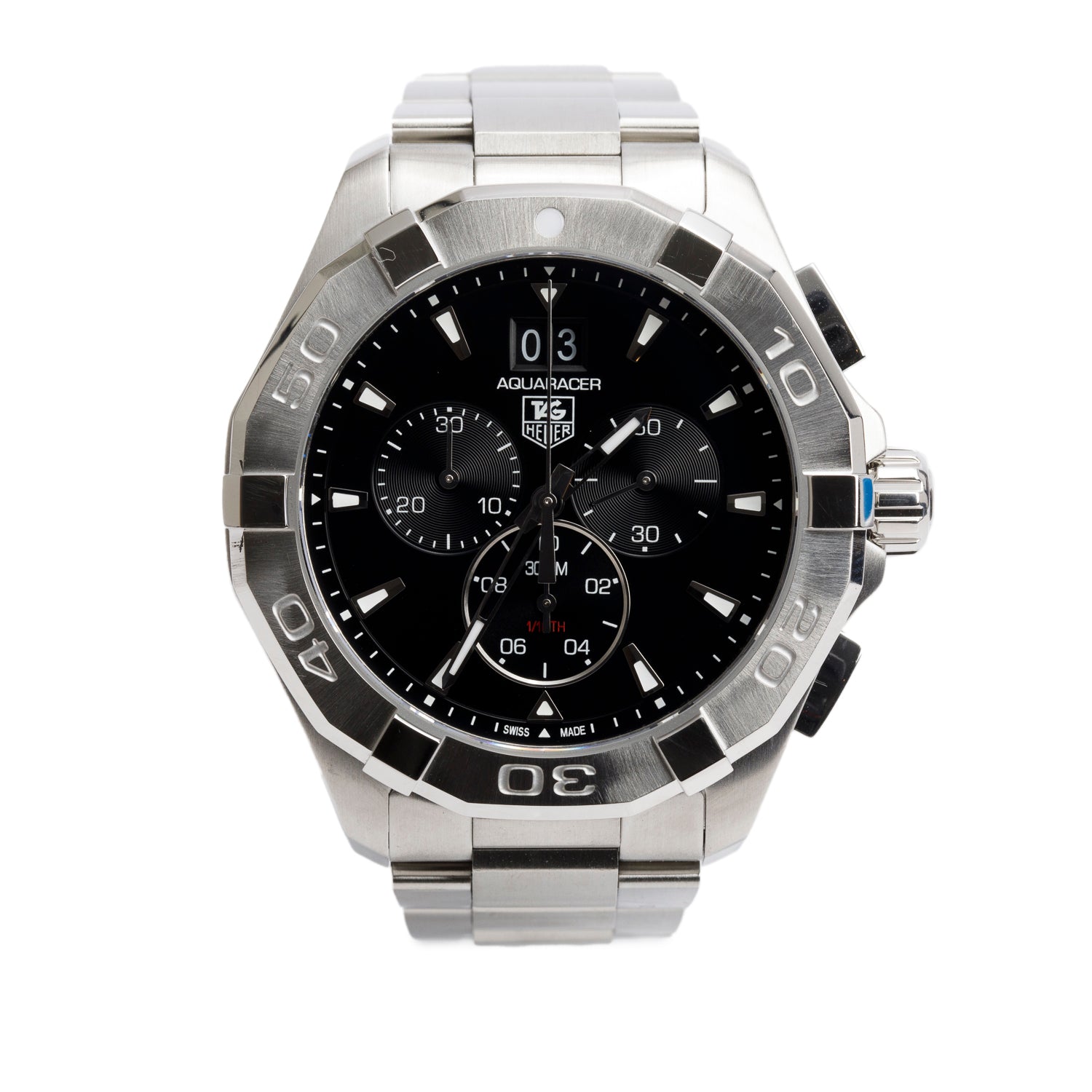 Tag Heuer Stainless Steel Aquaracer 43 MM Chronograph Watch CAY1110-0 w/ Papers