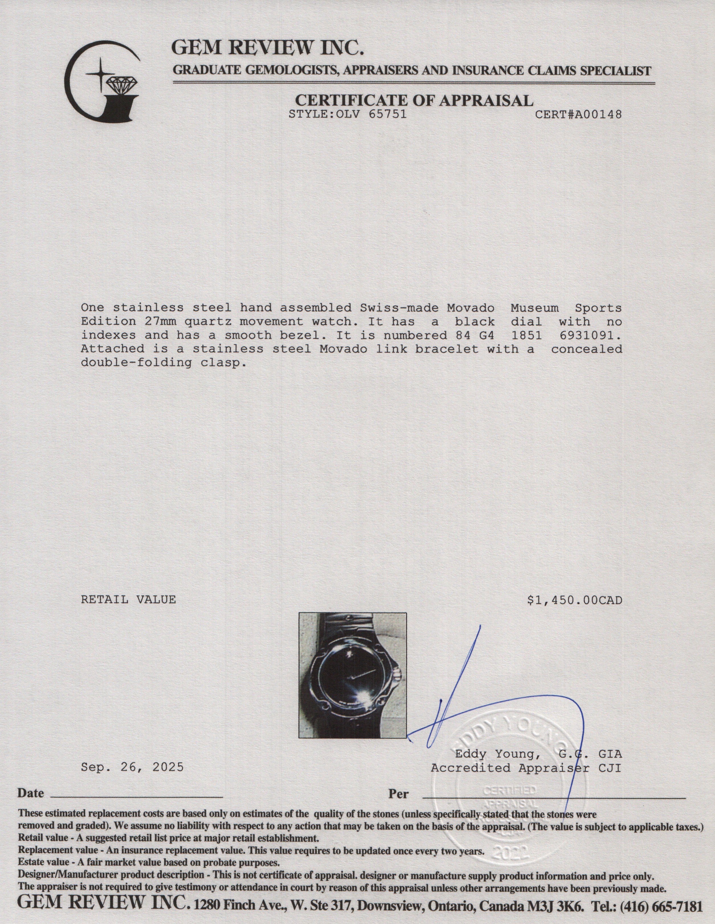 Baume & Mercier Stainless Steel Hampton Automatic Watch 65751