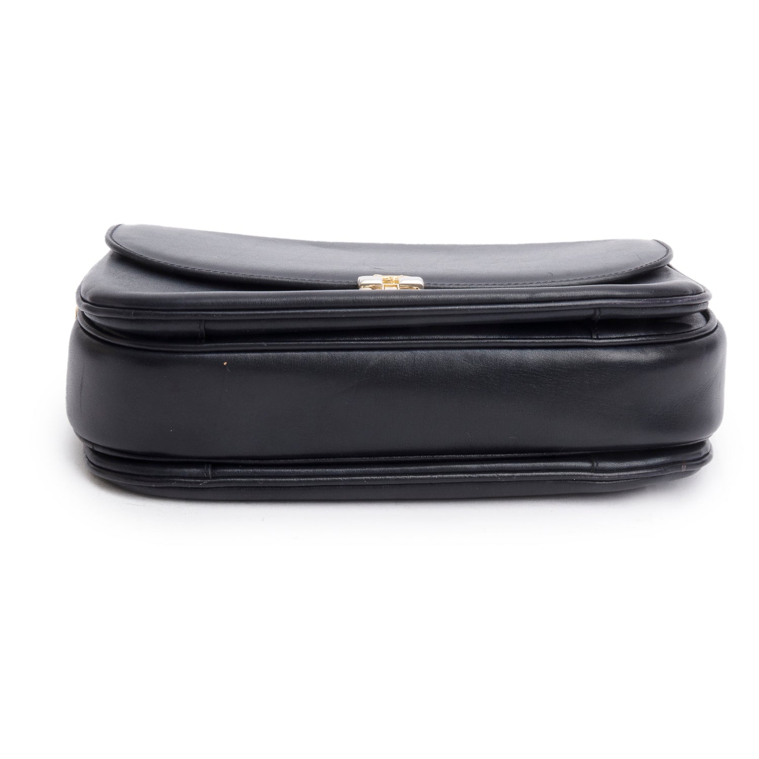 Celine Vintage Black Leather Horse Carriage Shoulder Bag