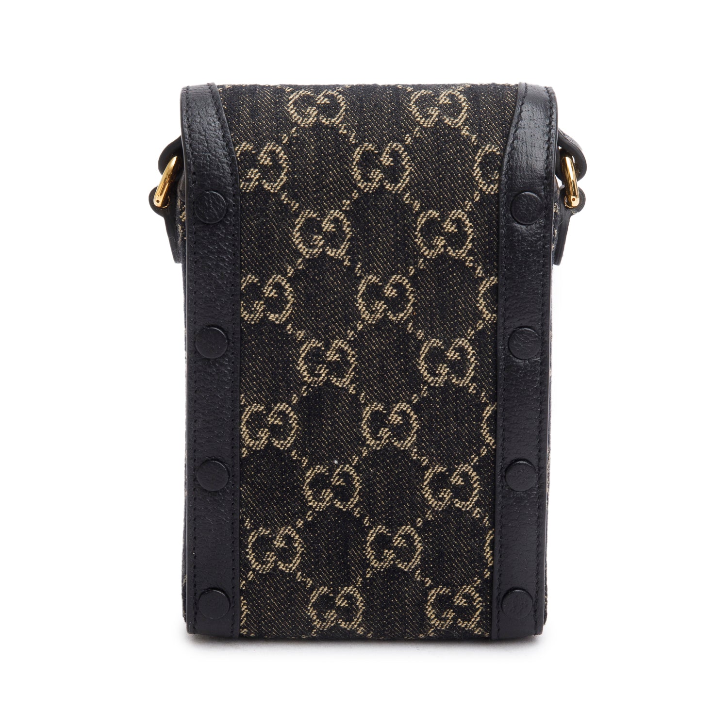 Gucci Black GG Supreme Denim Monogram Mini Horsebit 1955 Crossbody Bag