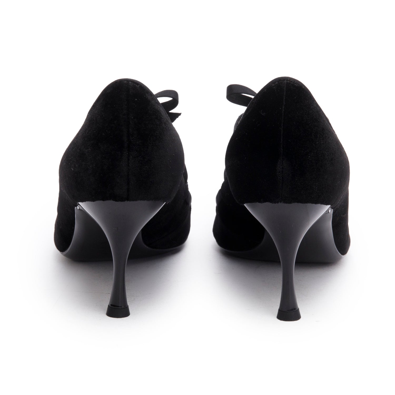 Ferragamo Black Velvet Bardwill Bow Accent Pumps, Size 8 w/ Box