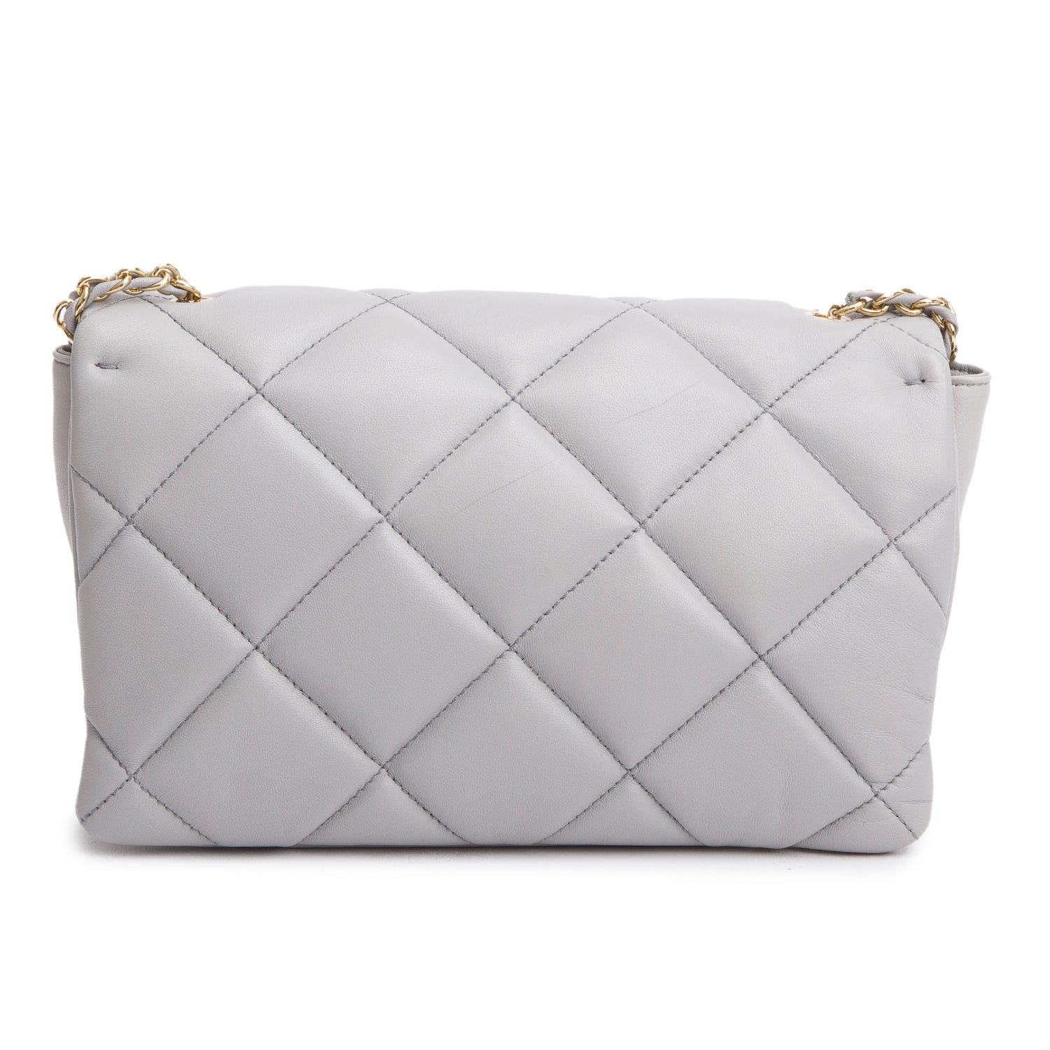 Ferragamo Grey Quilted Nappa Ginny Leather Crossbody Bag