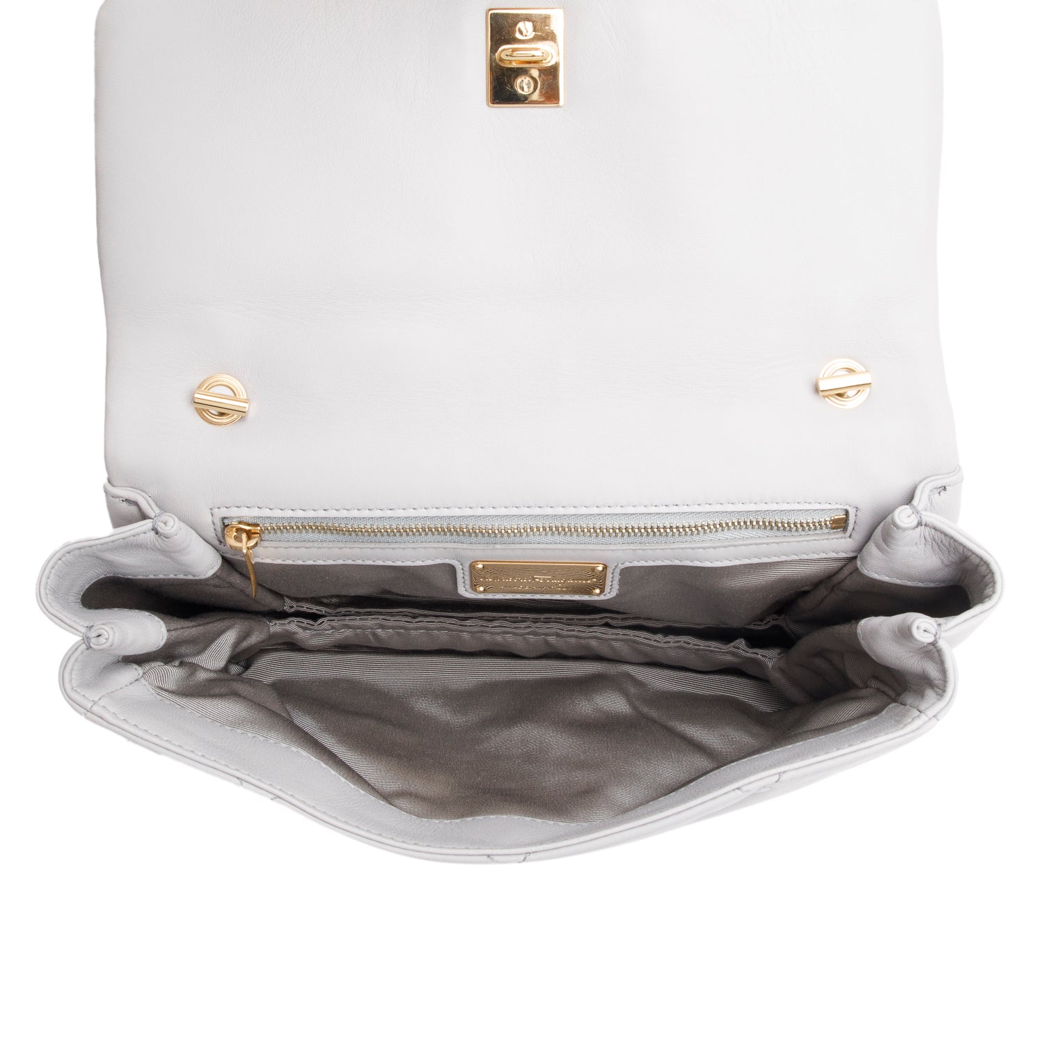 Ferragamo Grey Quilted Nappa Ginny Leather Crossbody Bag