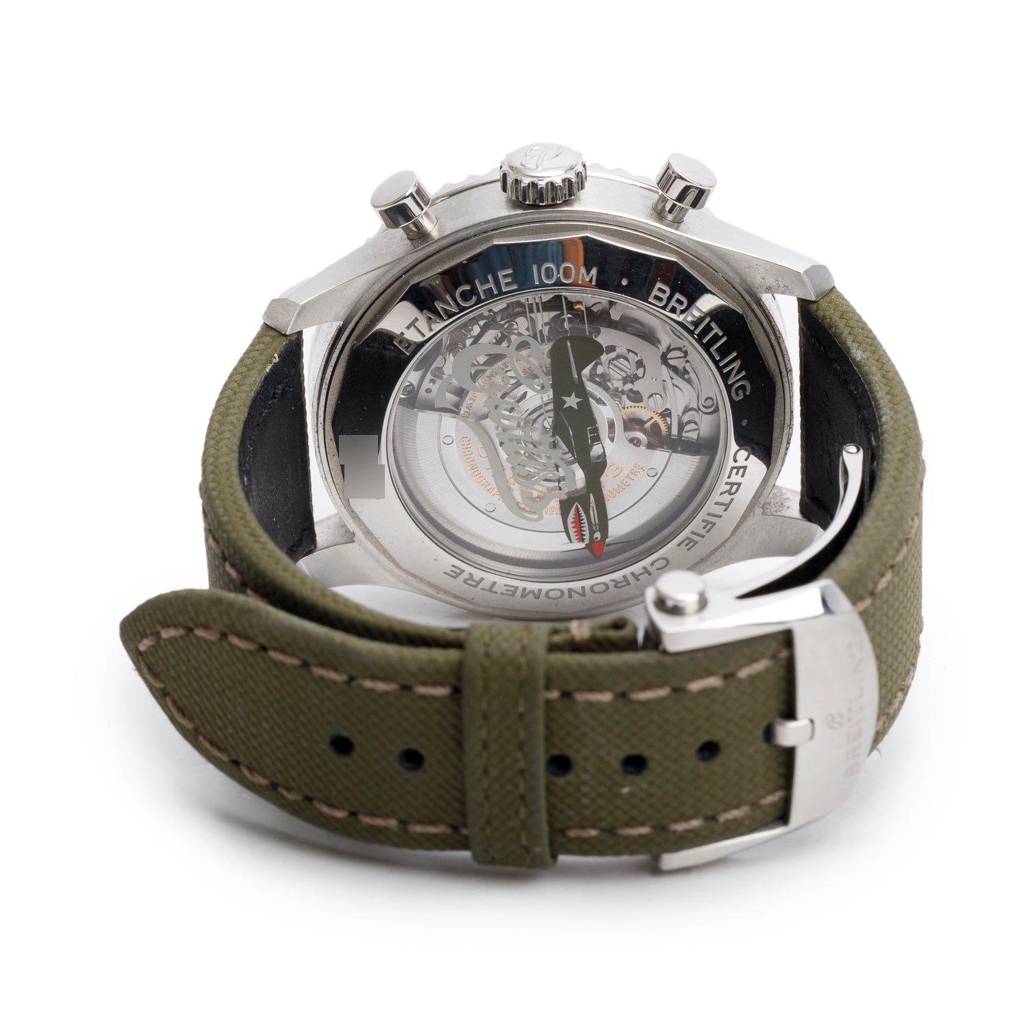 Breitling Stainless Steel Navitimer Aviator 8 Curtiss Warhawk 43 MM Automatic Chronograph Watch Green Dial AB0119 w/ Box & Papers