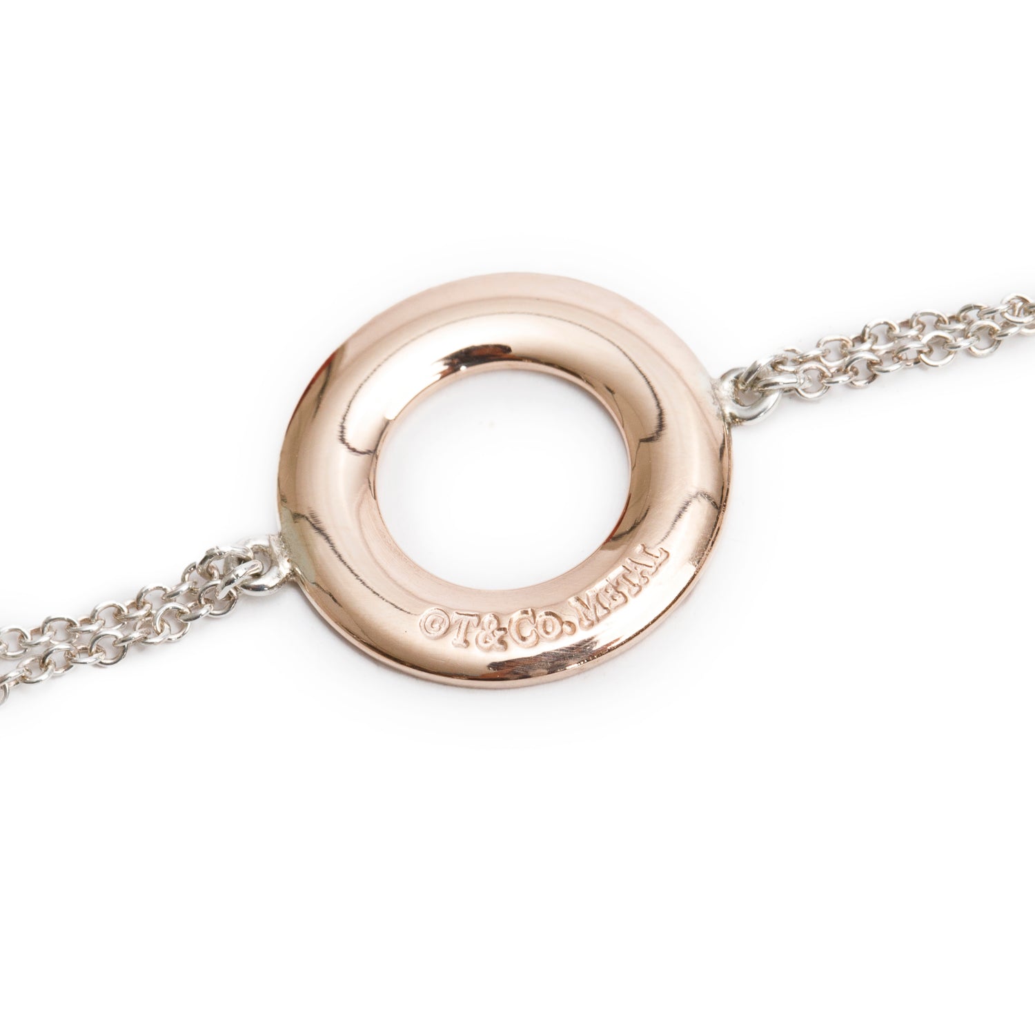 Tiffany & Co. Sterling Silver & Rubedo Metal 1837 Circle Bracelet
