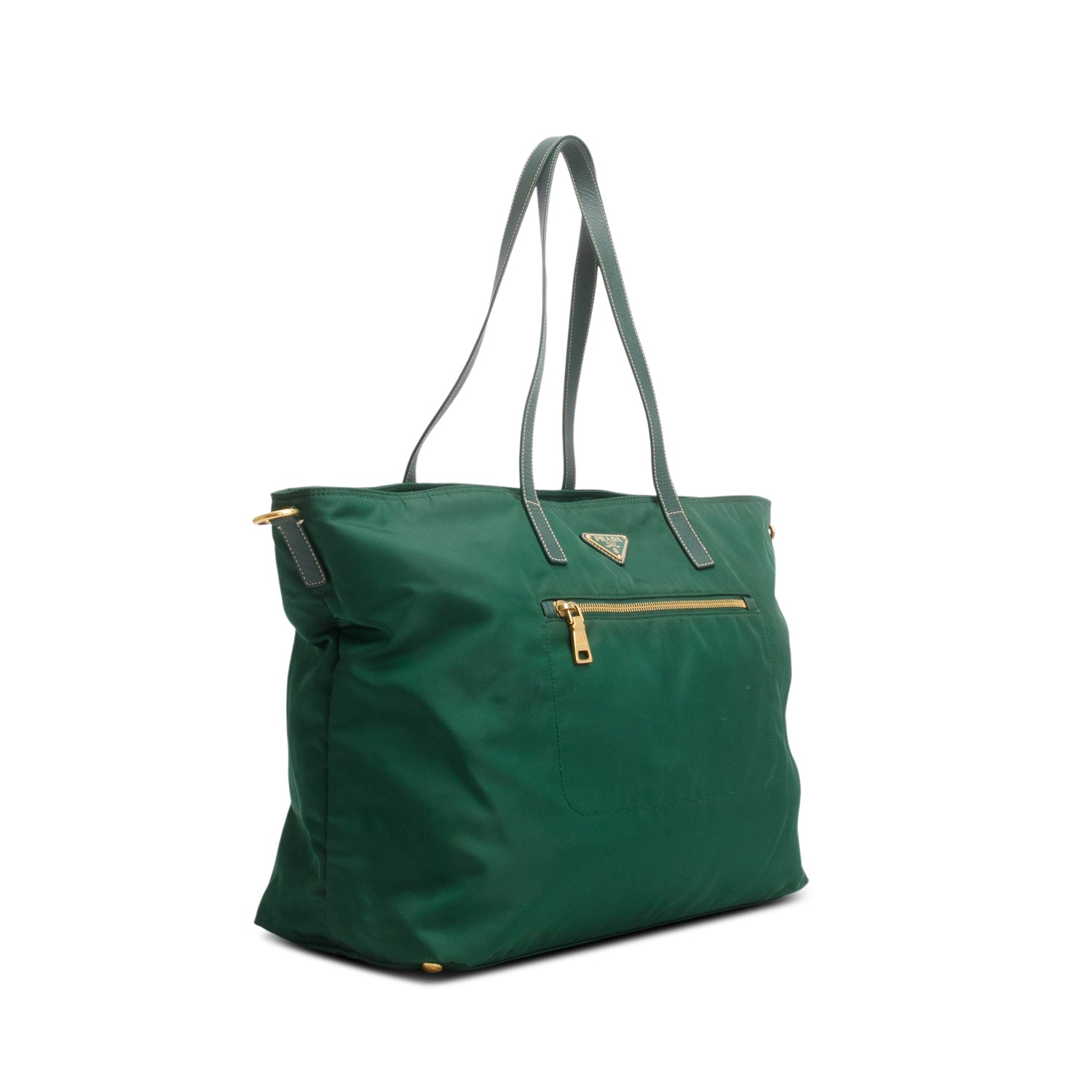 Prada Green Saffiano-Trimmed Tessuto Nylon Tote w/ Strap