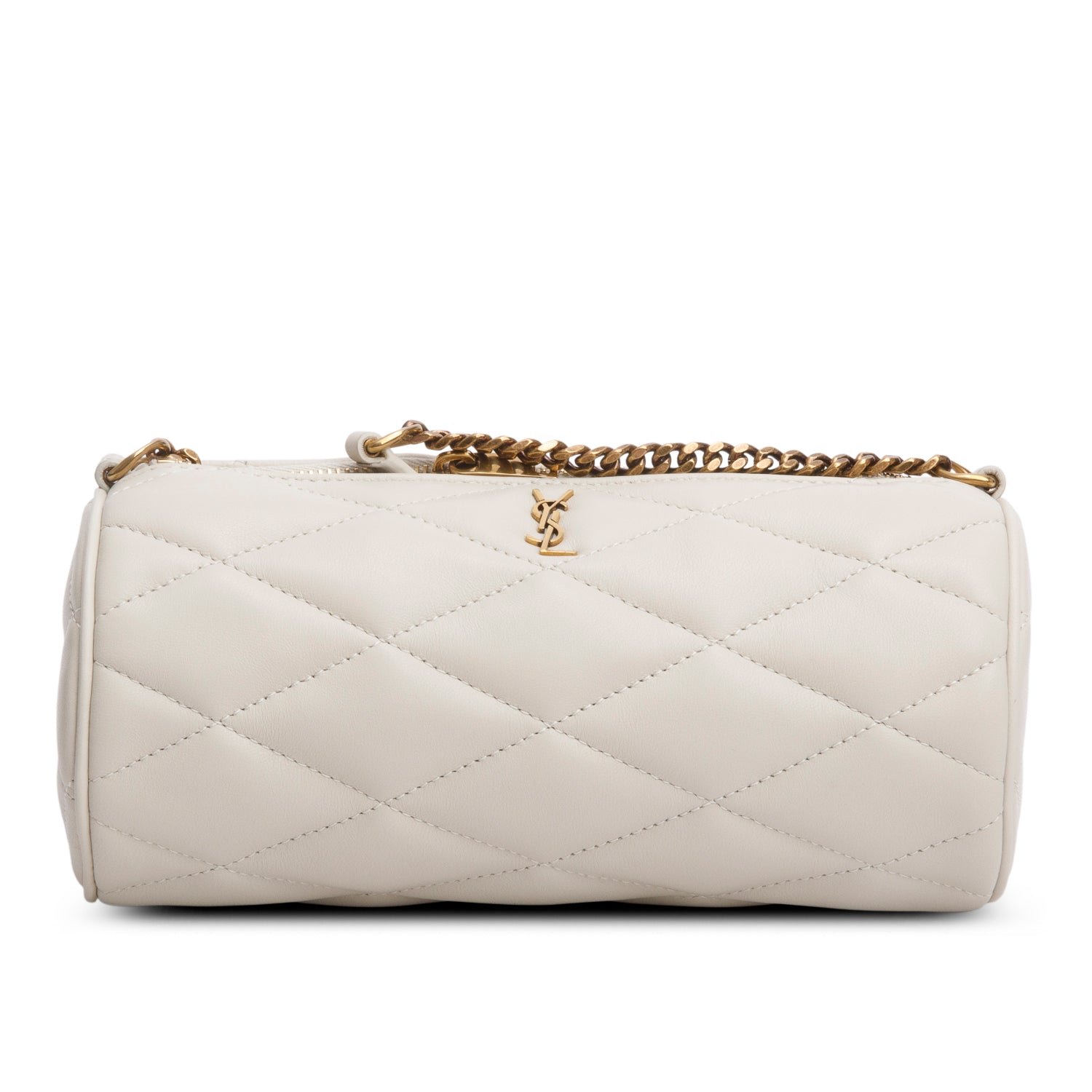 Saint Laurent 2022 Ivory Quilted Lambskin Leather Mini Sade Tube Bag