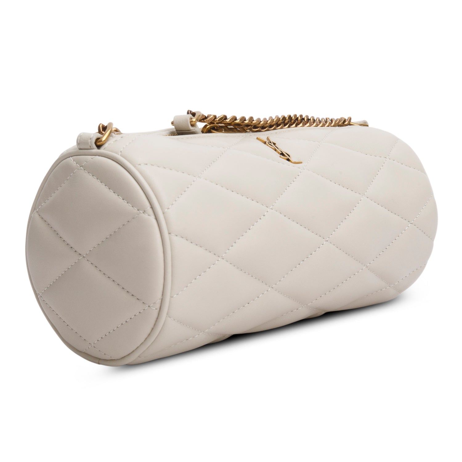 Saint Laurent 2022 Ivory Quilted Lambskin Leather Mini Sade Tube Bag
