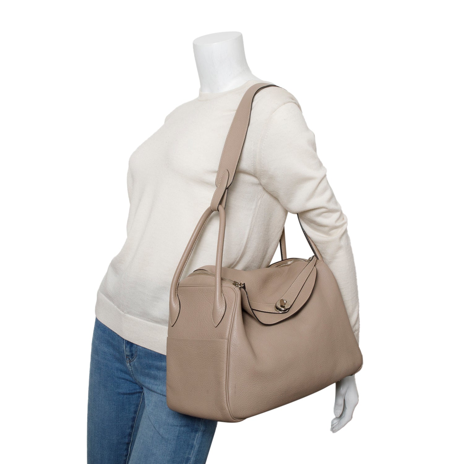 Hermes Argile Taurillon Clemence Leather Lindy 34