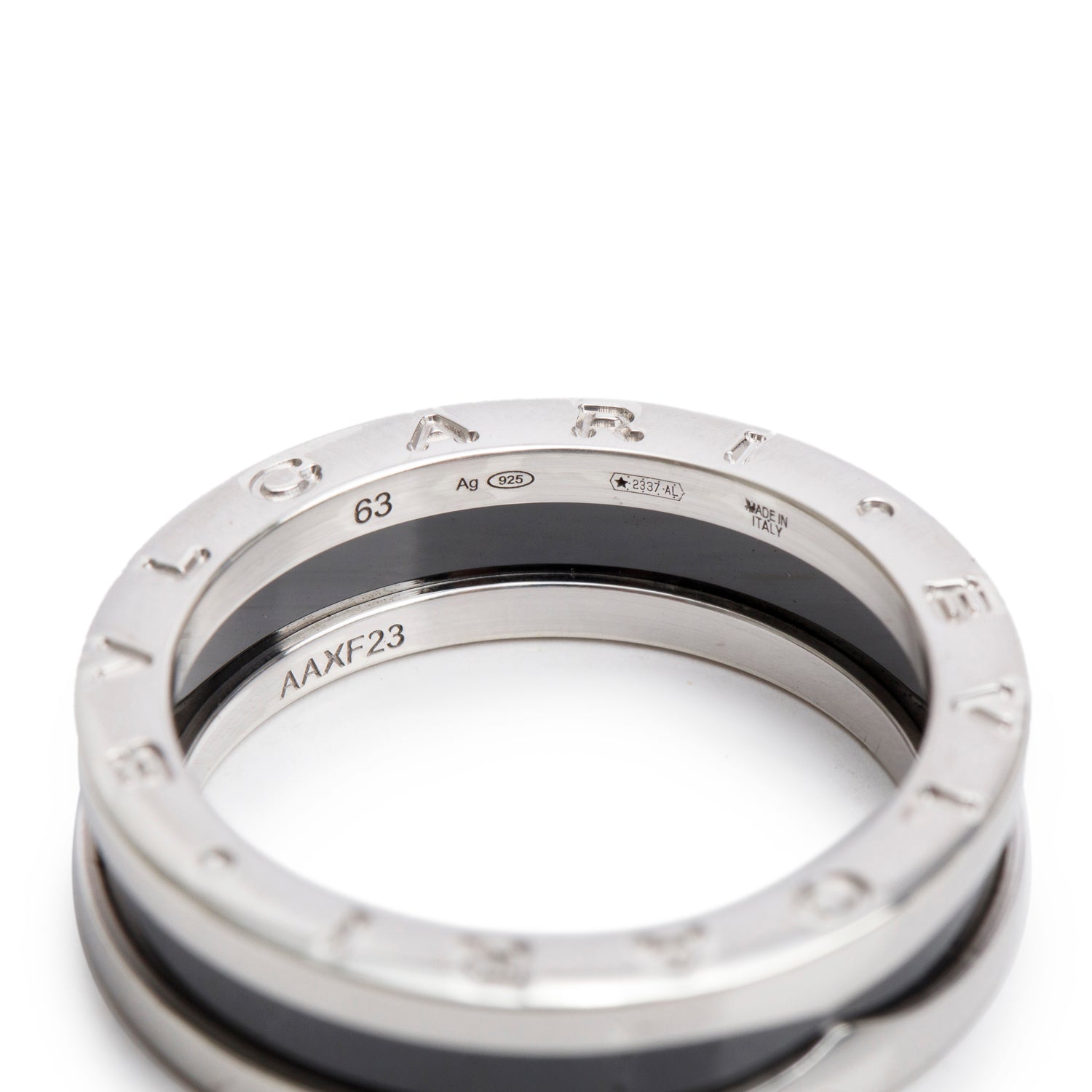 BVLGARI 2025 Sterling Silver Black Ceramic Save the Children One-Band Ring, Size 63 10.25 w/ Box & Certificate