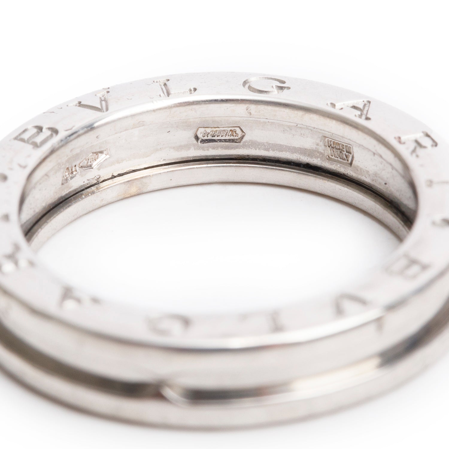 BVLGARI 18k White Gold B.Zero1 1-Band Ring, Size 56 7.5 w/ Box & Certificate