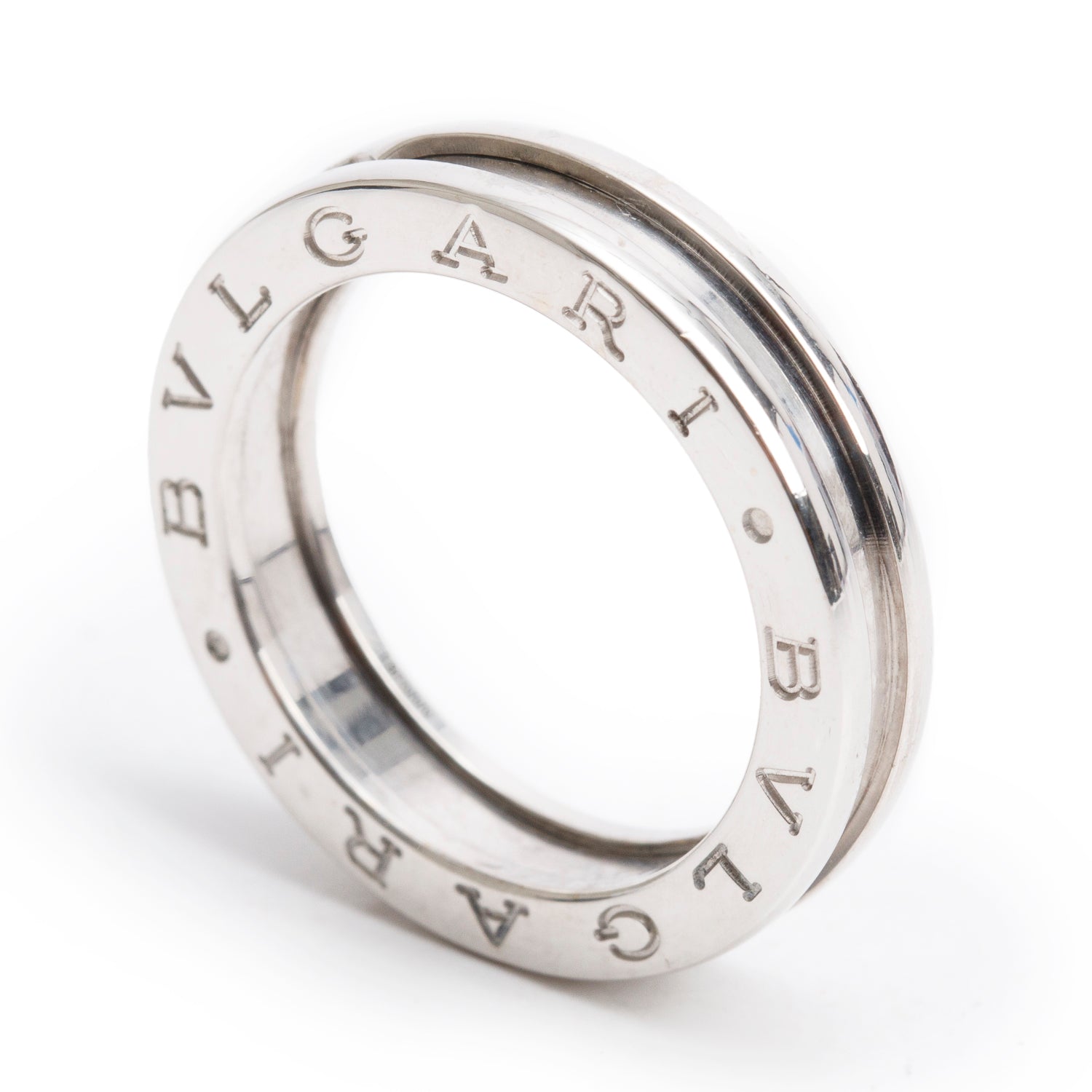 BVLGARI 18k White Gold B.Zero1 1-Band Ring, Size 56 7.5 w/ Box & Certificate