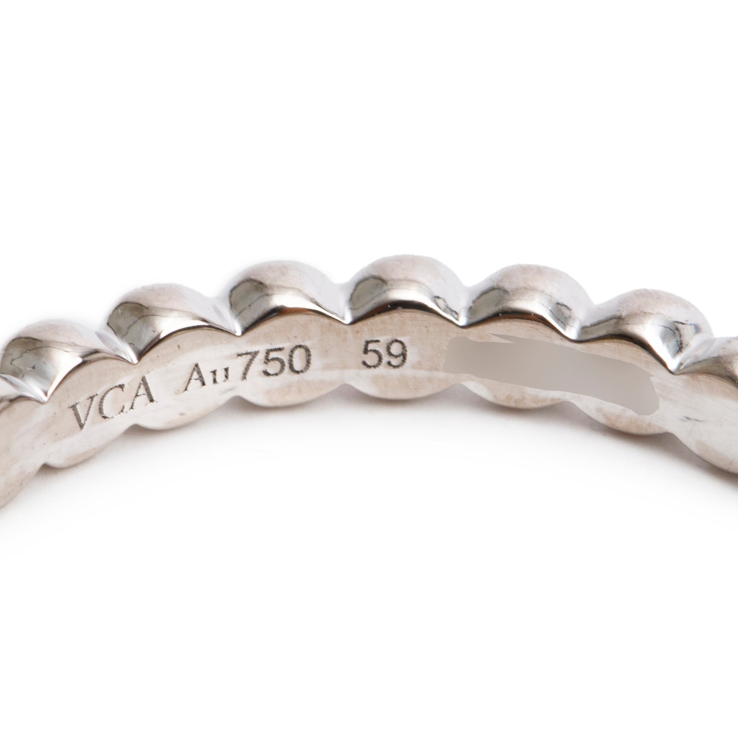 Van Cleef & Arpels 18k White Gold Perlee Pearls of Gold Ring, Medium Model Size 59 8.75 w/ Box & Certificate