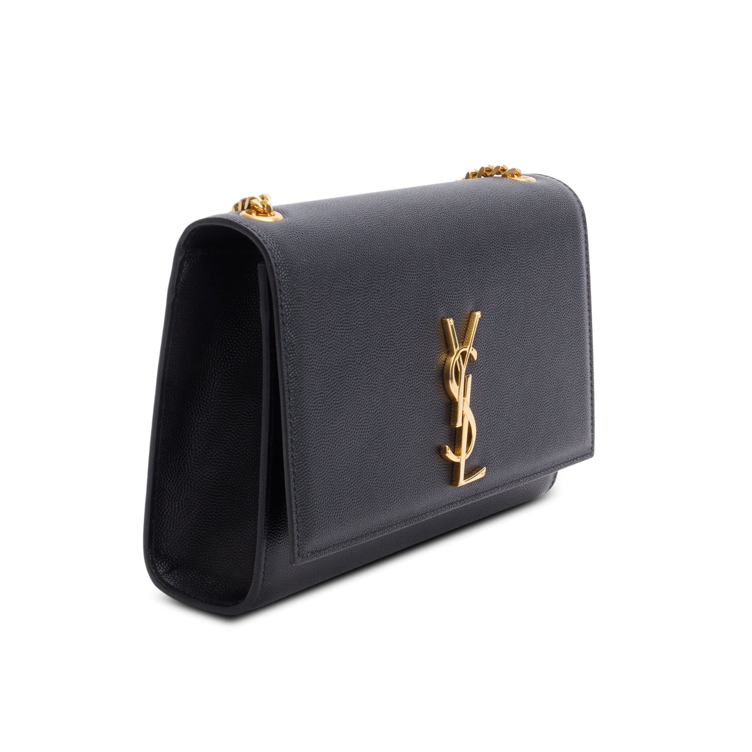 Saint Laurent Black Grain De Poudre Medium Kate Bag