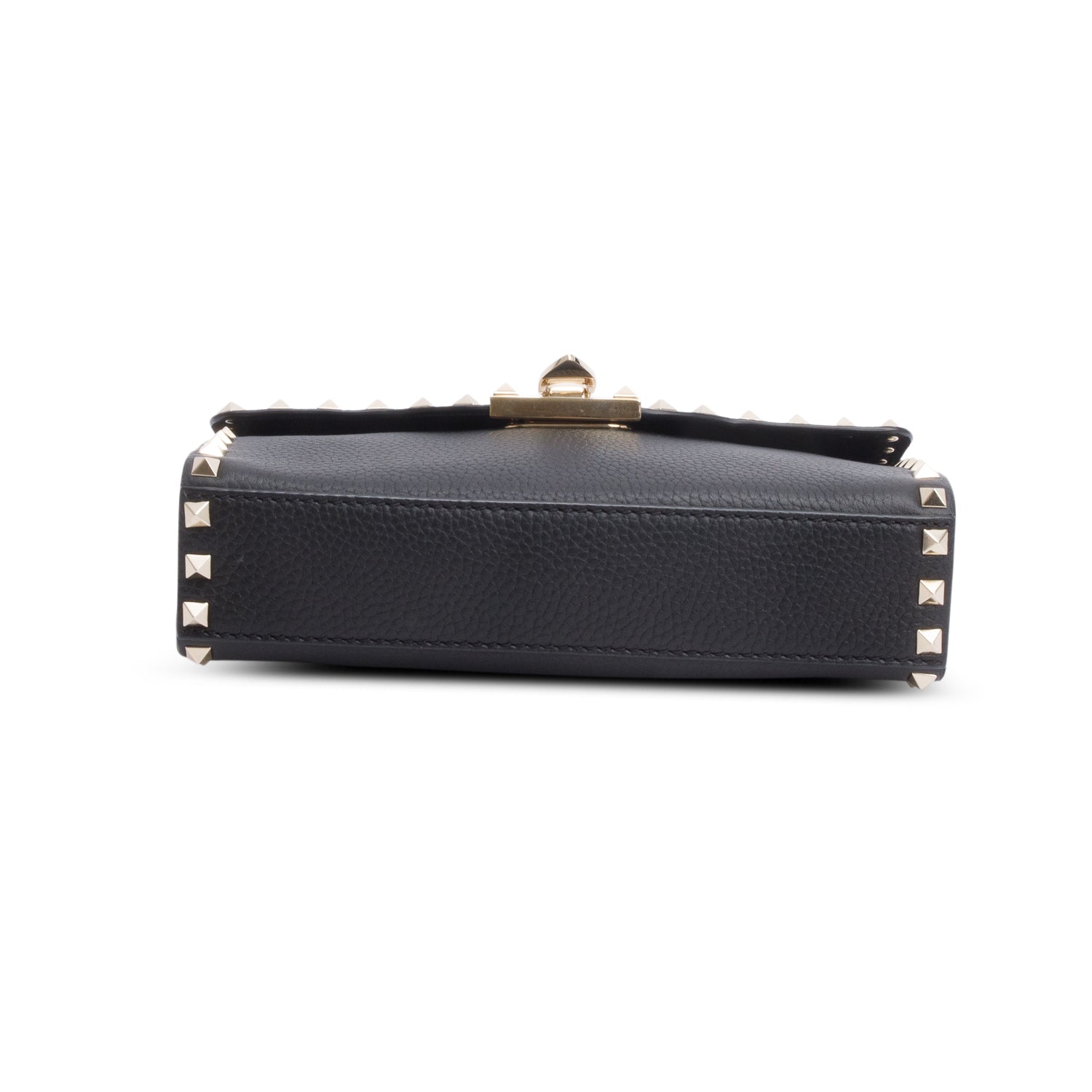 Valentino Black Small Rockstud Grainy Calfskin Crossbody Bag